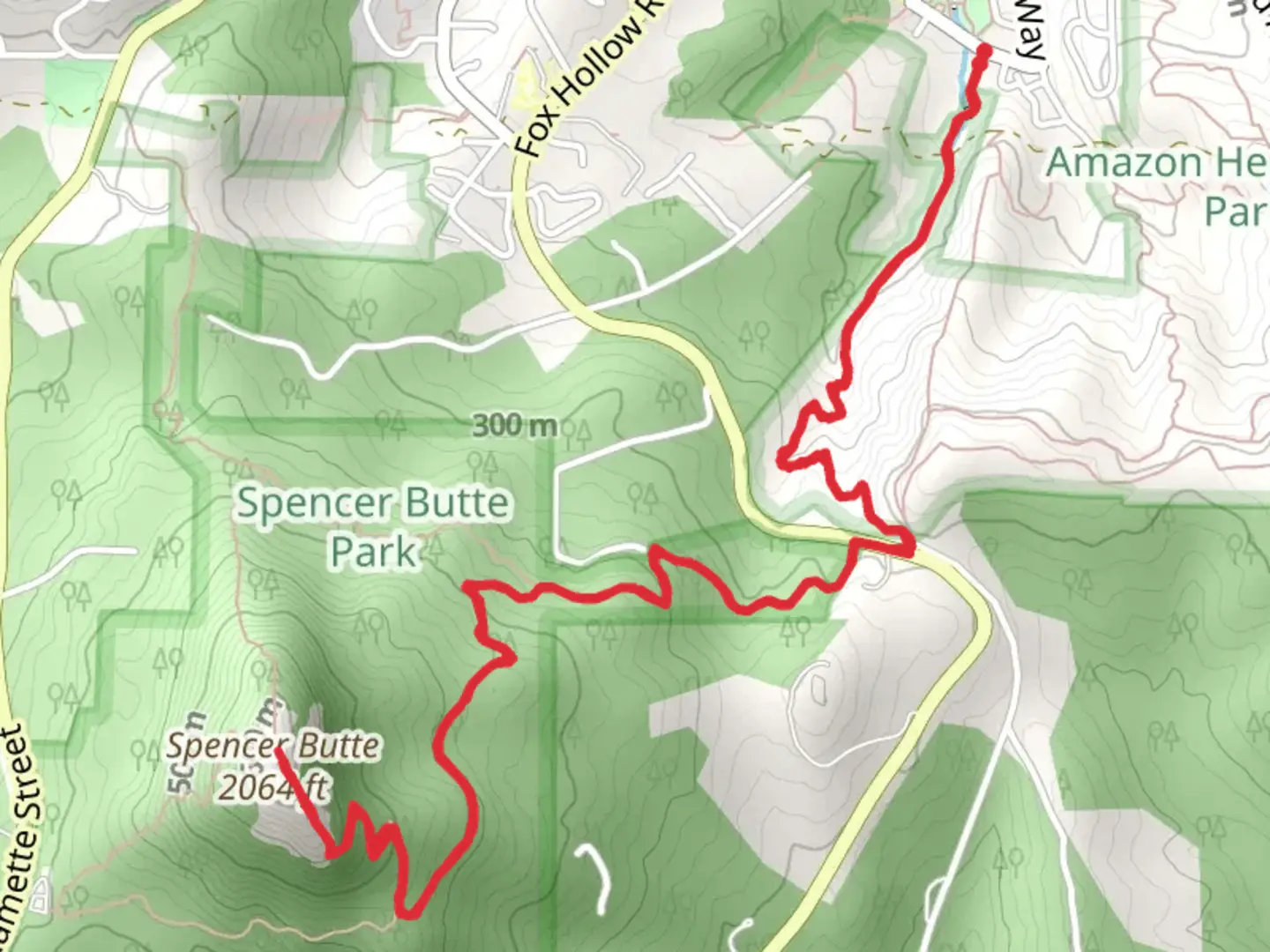 An image depicting the trail Spencer Butte Summit Trail via Ridgeline Trail and its surrounding area.