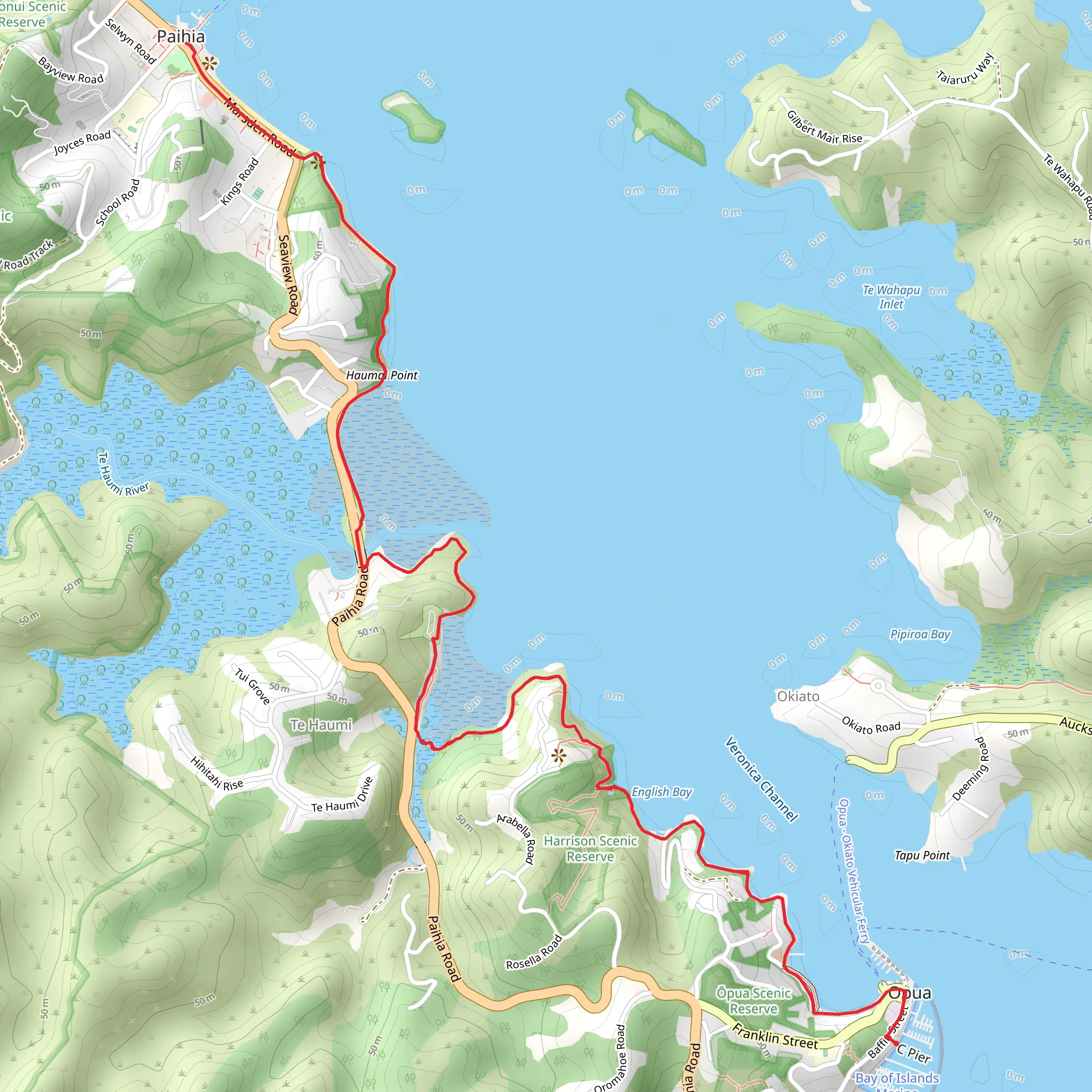 Opua to Paihia Coastal Walkway mobile static map