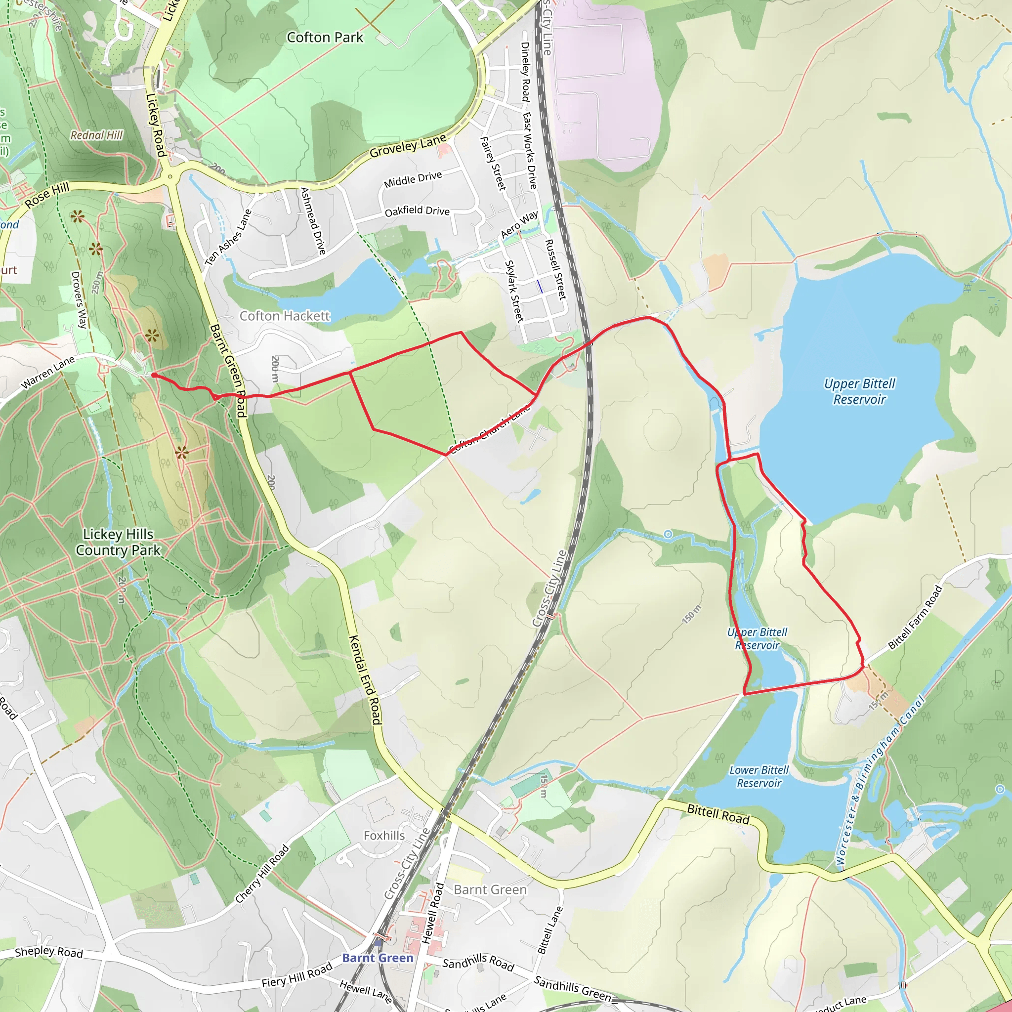 Upper Bittell Reservoir Loop mobile static map