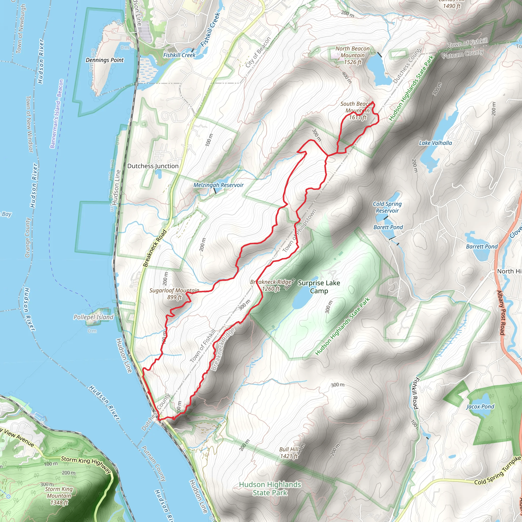 Breakneck Ridge and South Beacon Mountain from Notch Trail and Wilkinson Memorial Trail mobile static map