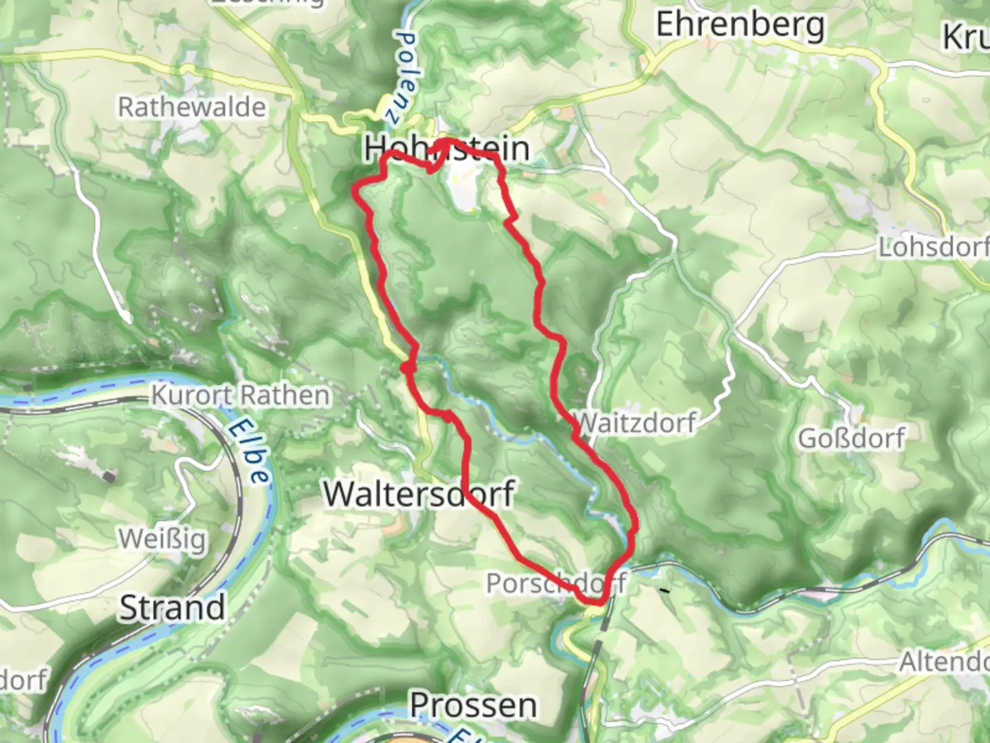An image depicting the trail Brandstraße and Tiefer Grund Loop and its surrounding area.