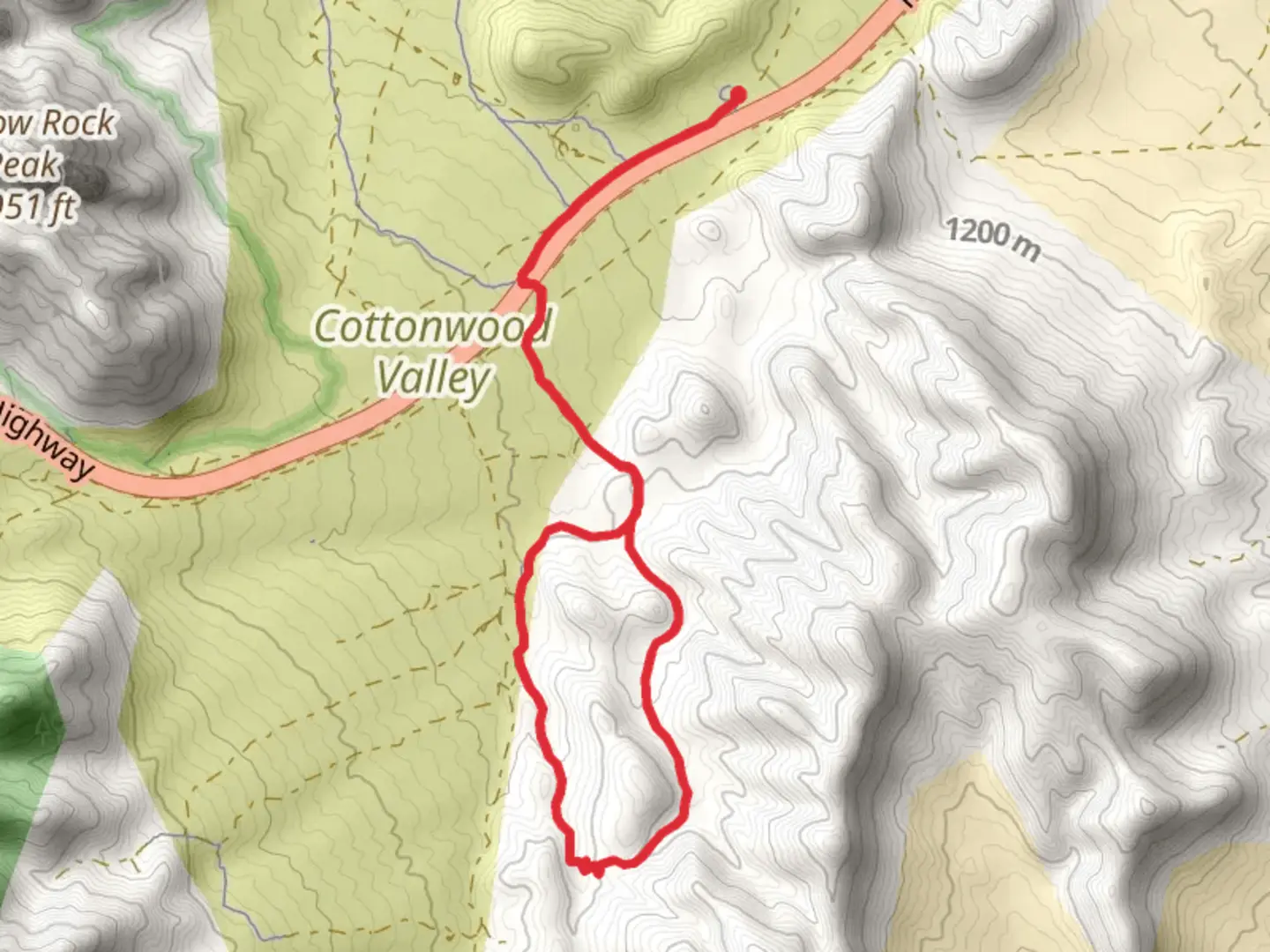 An image depicting the trail Three Mile Smile - Latenight Connector and Badger Pass Loop Trail and its surrounding area.