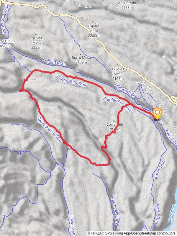 Middle and Upper Alamo and Frijoles Rim Loop Trail mobile static map
