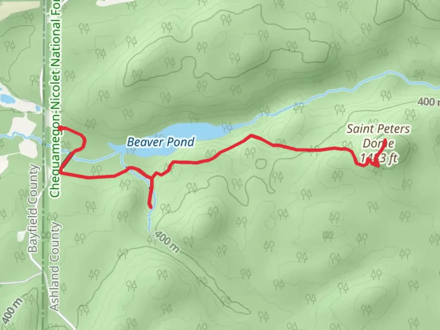 An image depicting the trail Saint Peters Dome and its surrounding area.