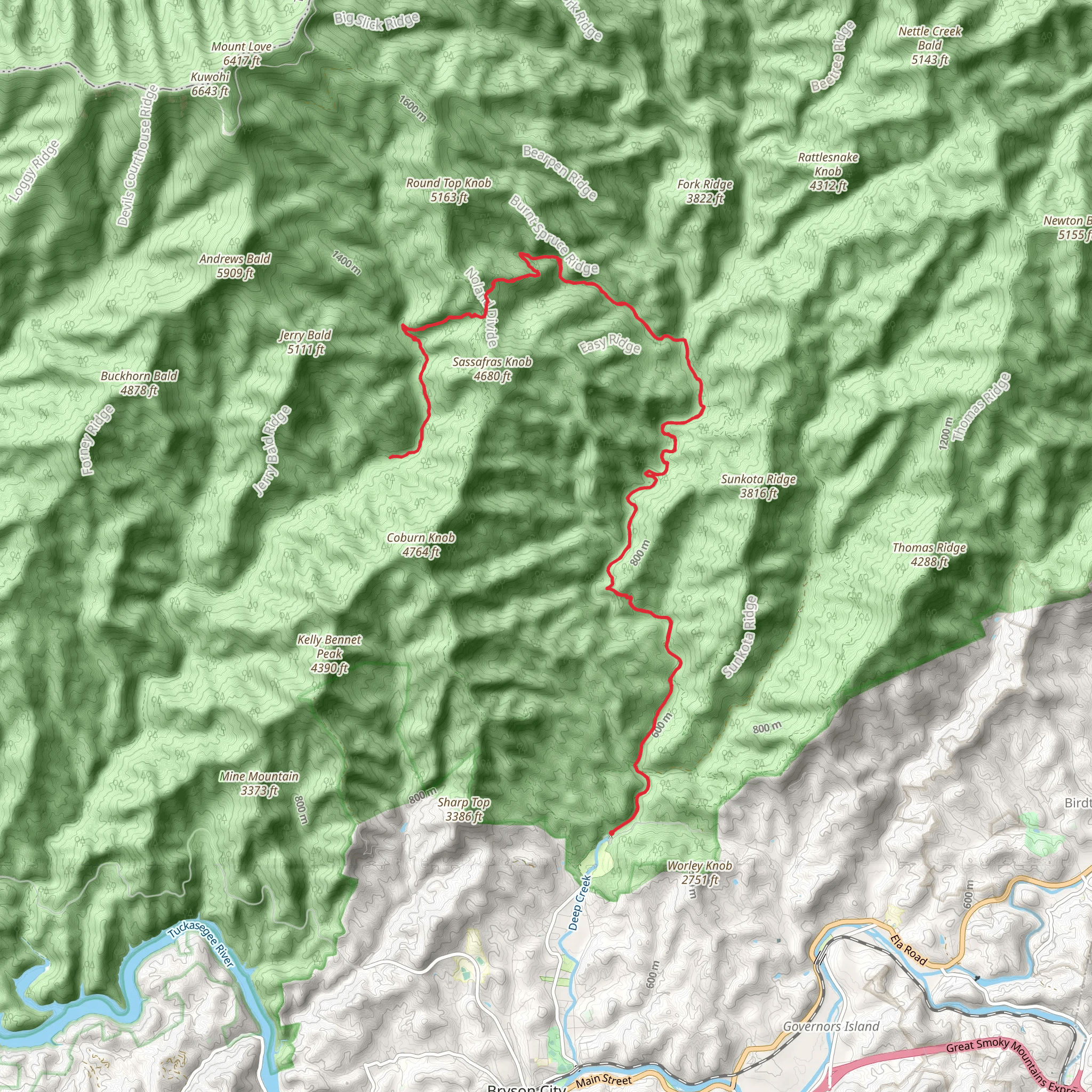 Upper Noland Creek via Deep Creek Trail mobile static map