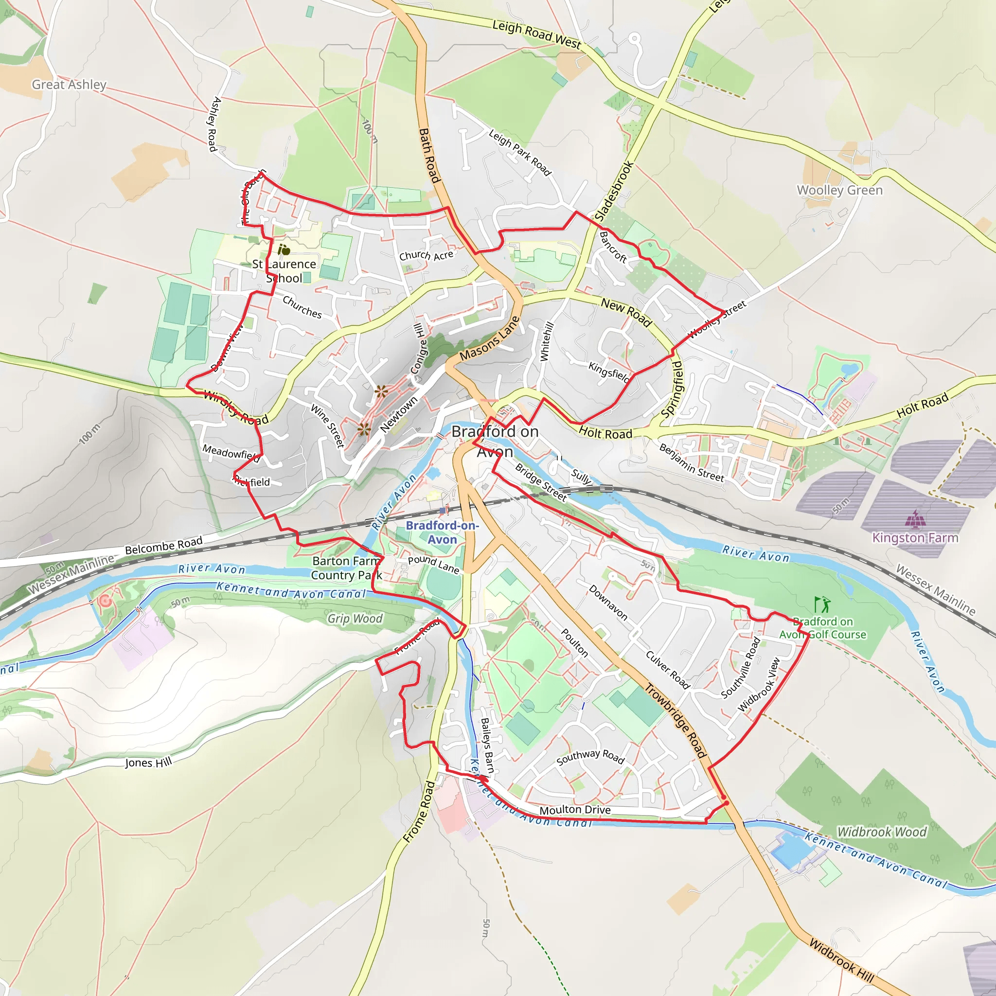 Bradford on Avon Wheel Inner Circular Trail mobile static map