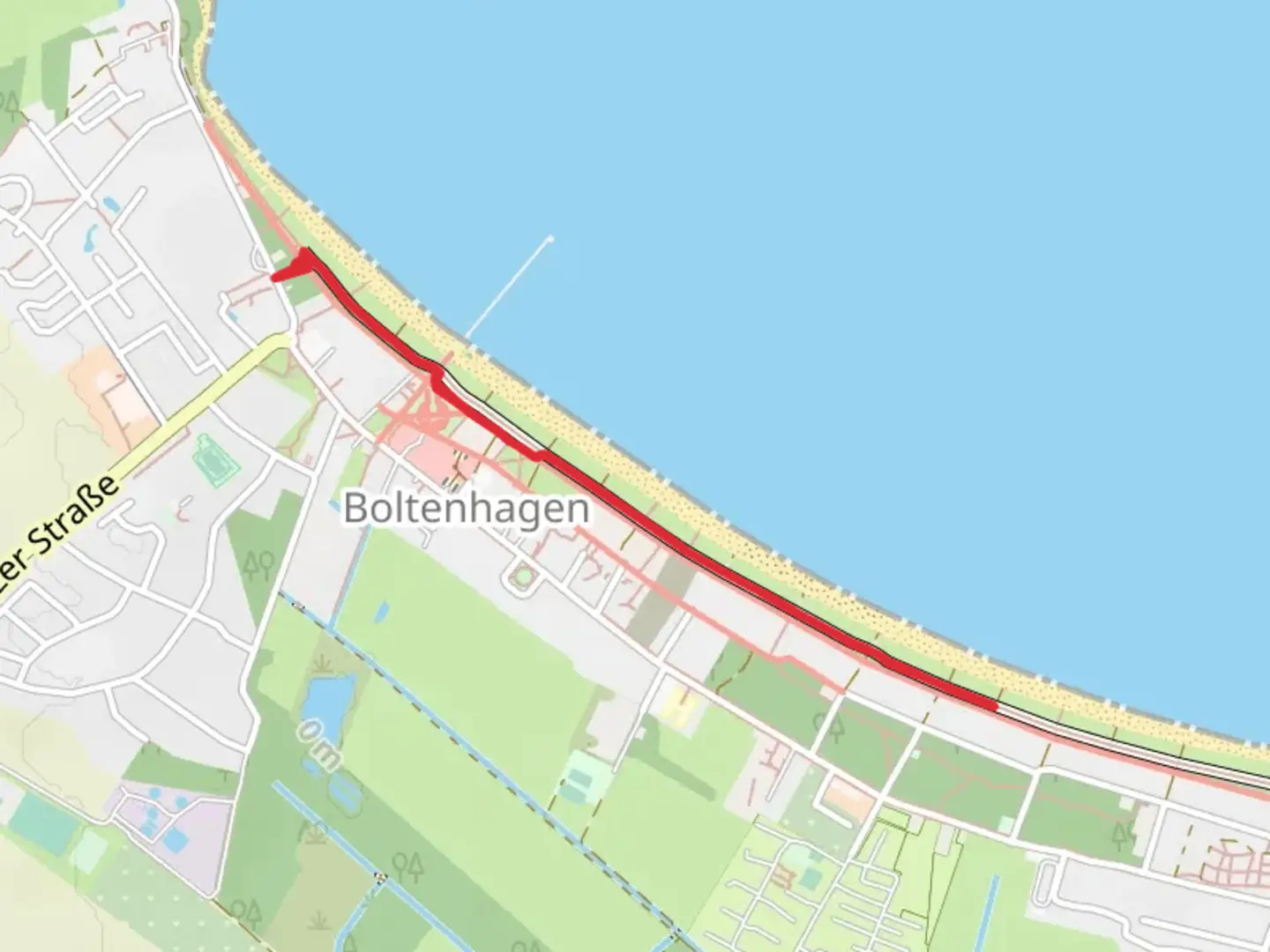 An image depicting the trail Dünenpromenade Out and Back and its surrounding area.