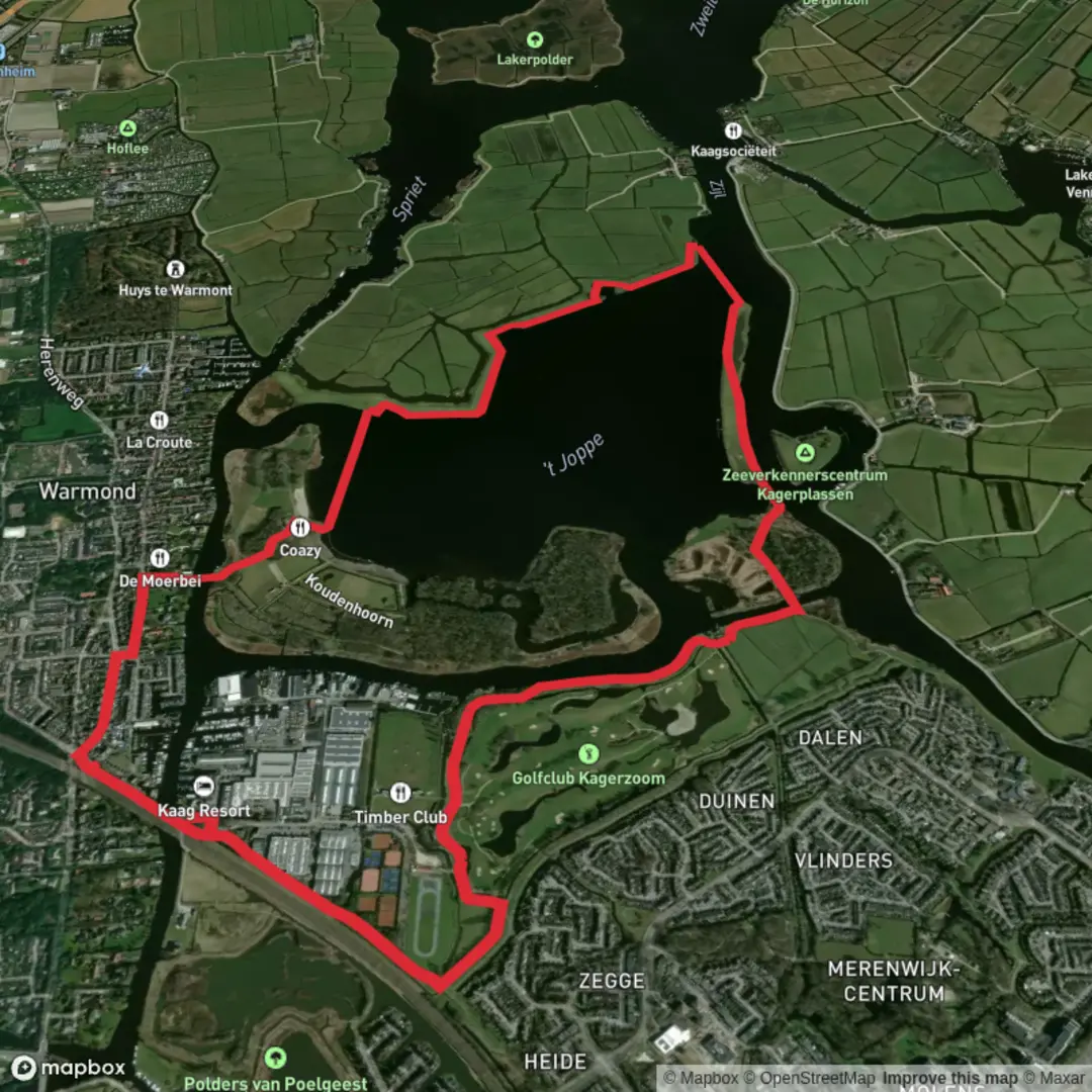 An image depicting the trail T Joppe via Zwanburger Route and its surrounding area.