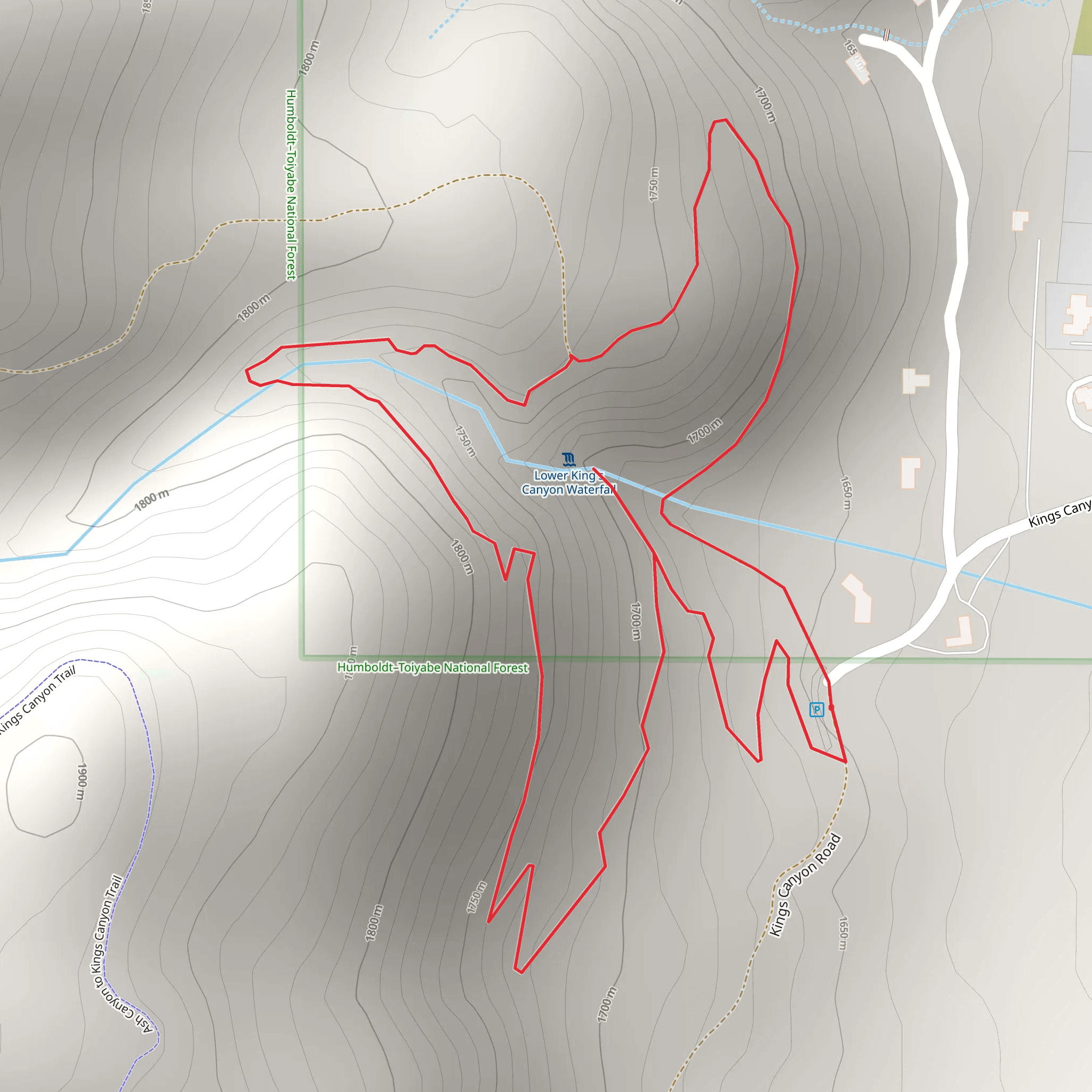 Kings Canyon Waterfalls Loop mobile static map
