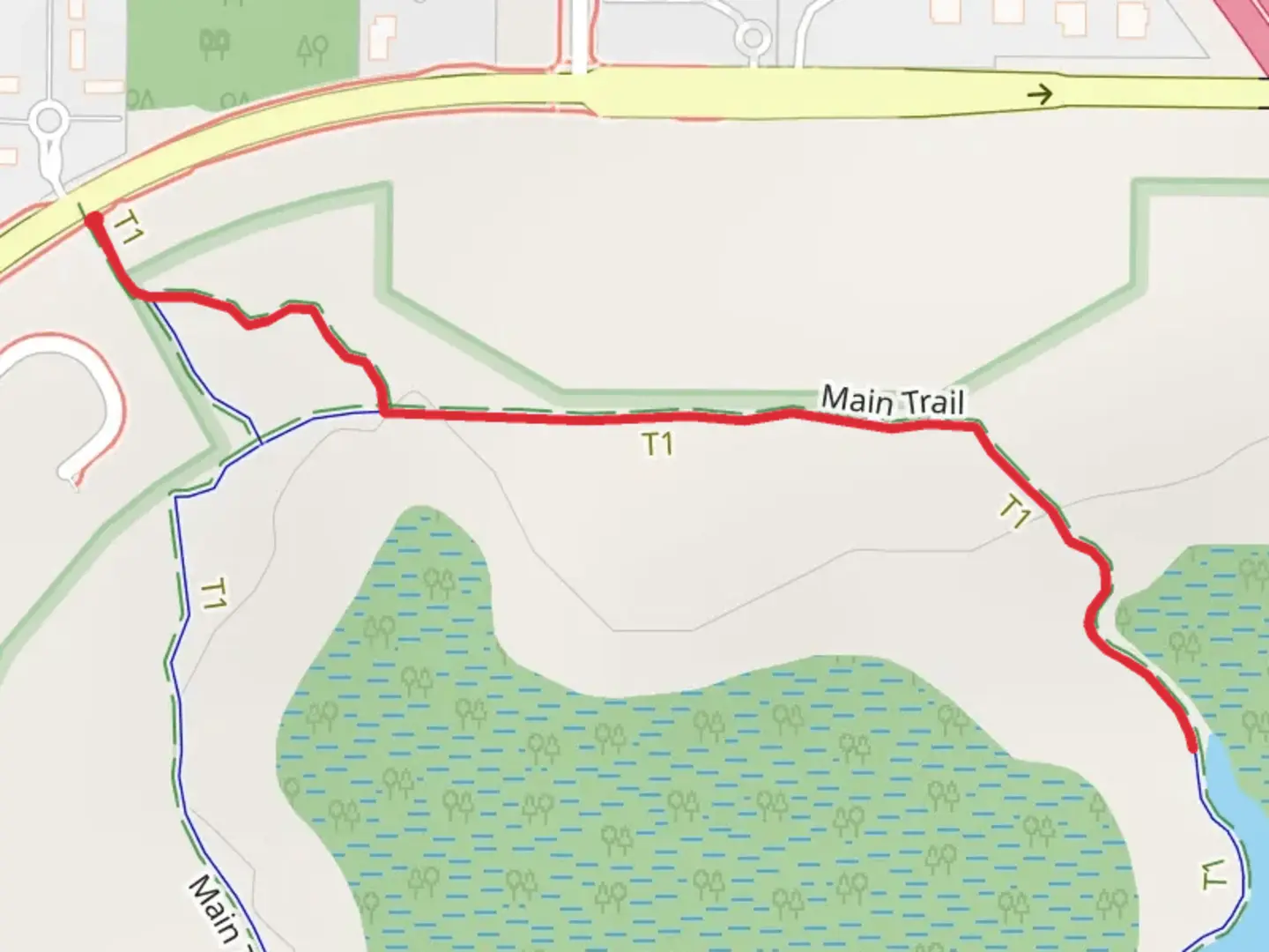 An image depicting the trail Main Trail and its surrounding area.