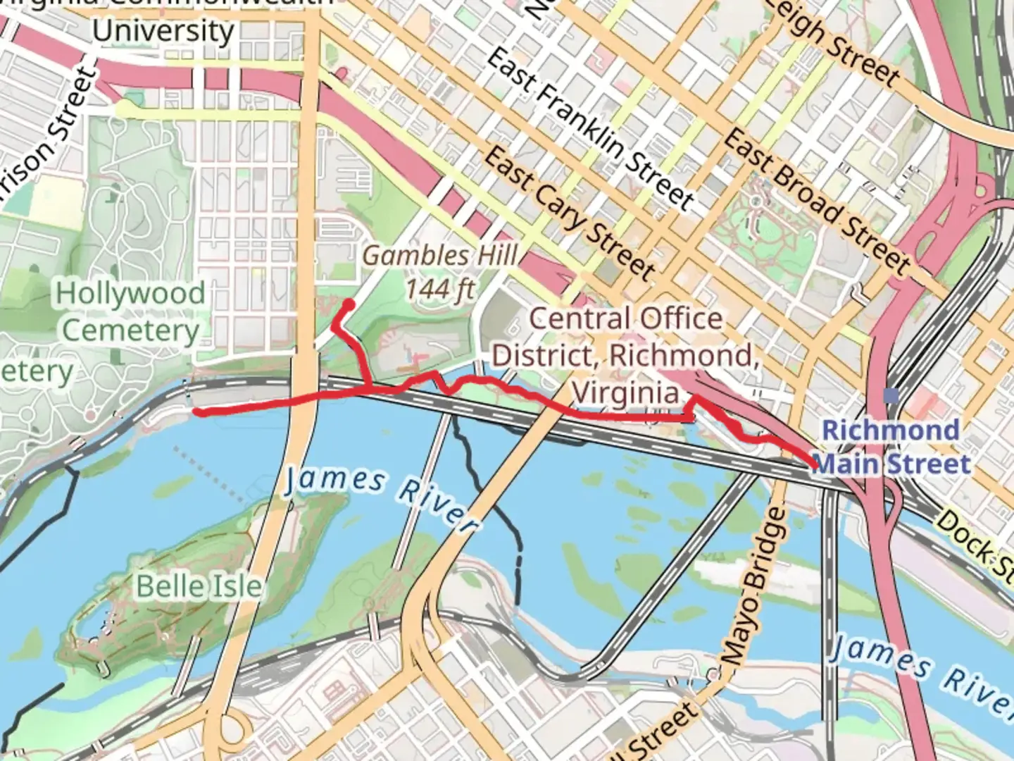 An image depicting the trail Haxall Canal Walk and its surrounding area.