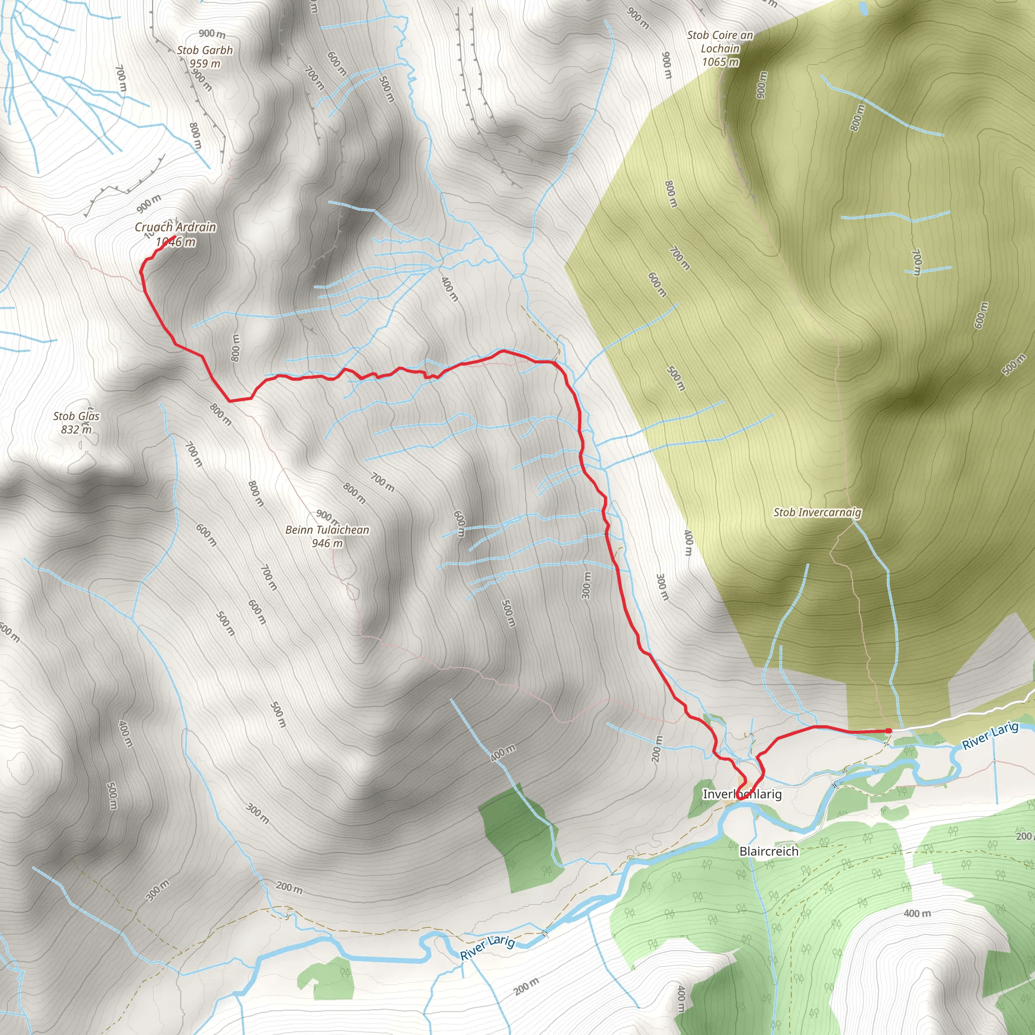 Cruach Àrdrain via Inverlochlarig Glen mobile static map