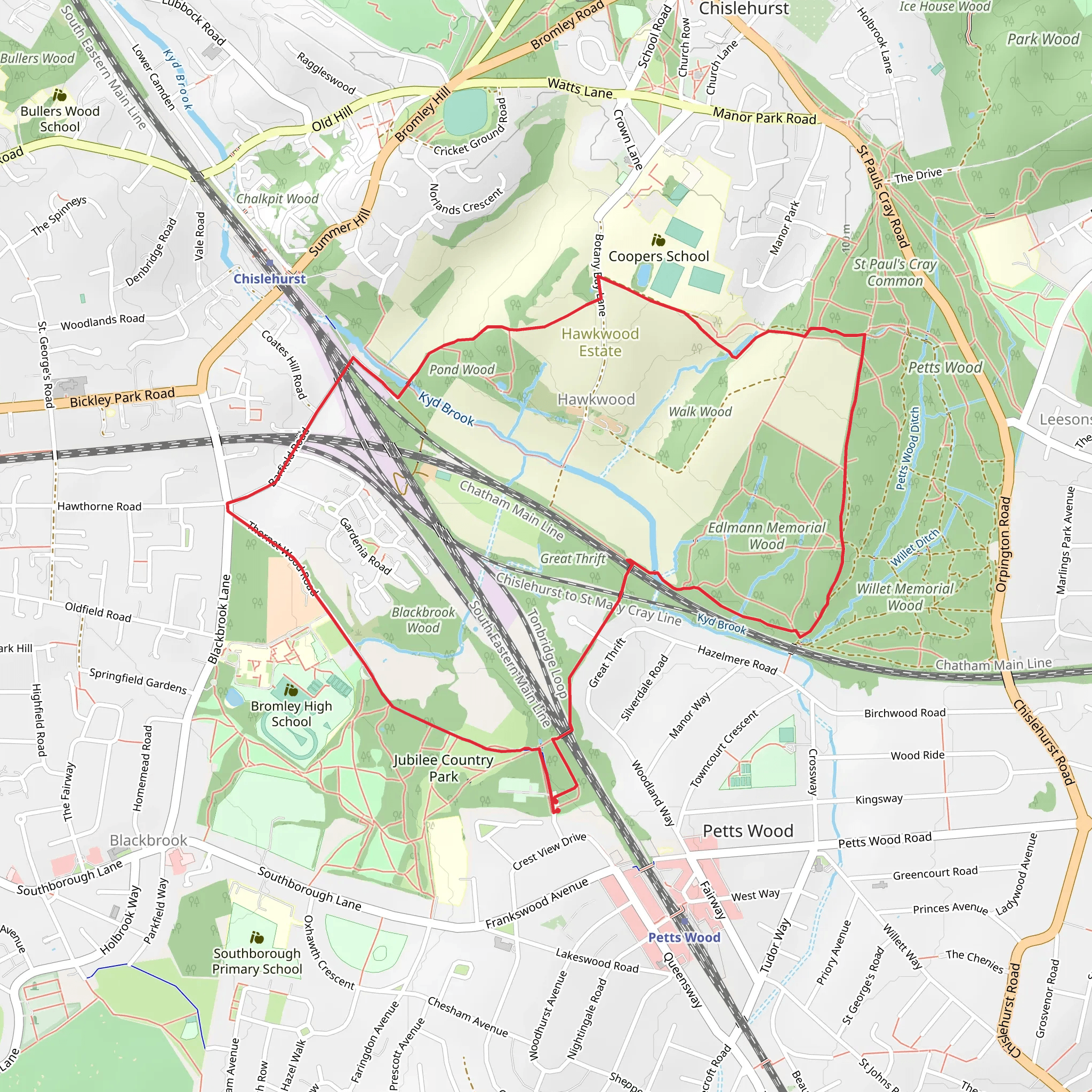Petts Wood Loop via London Loop mobile static map