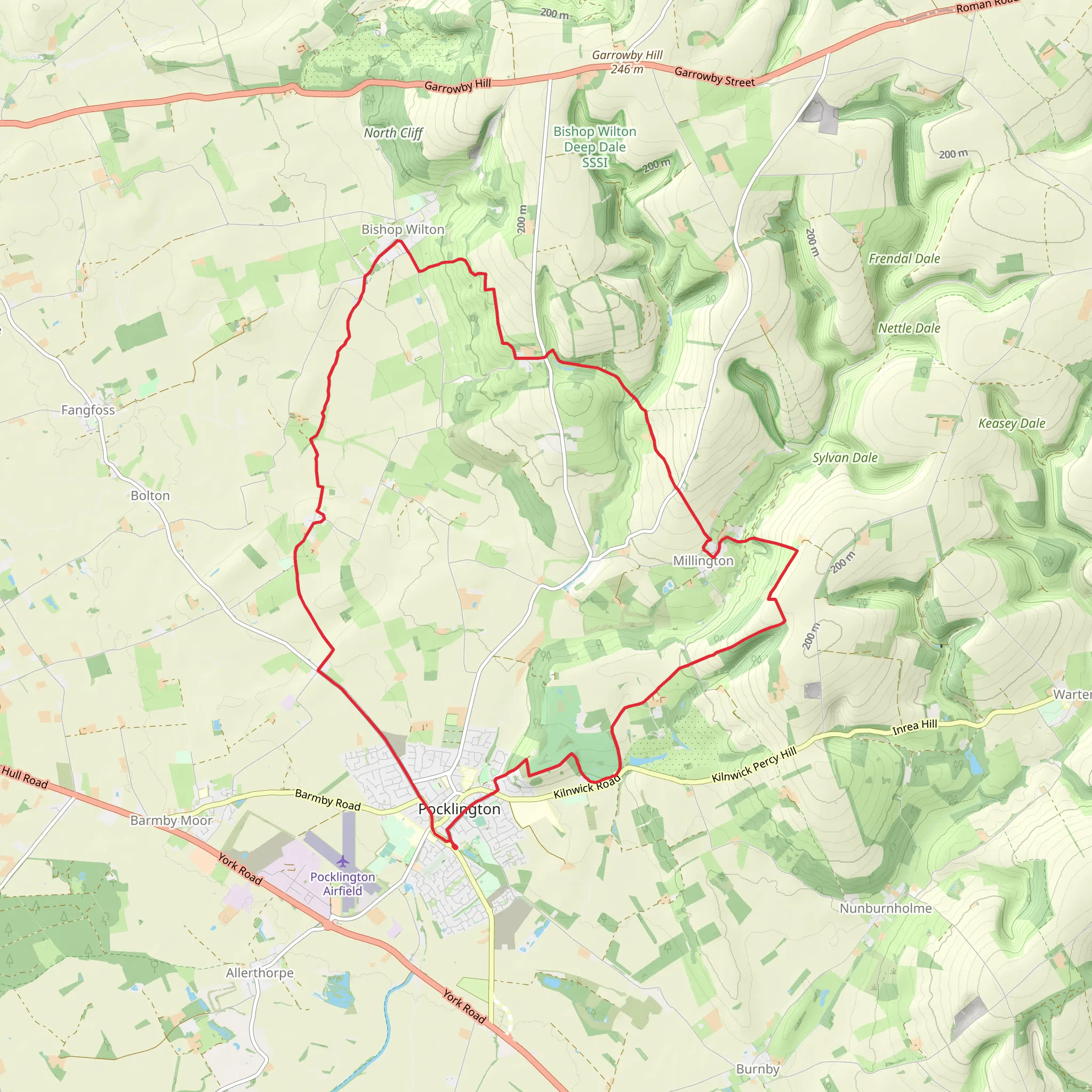 Pocklington, Millington and Bishop Wilton Loop mobile static map