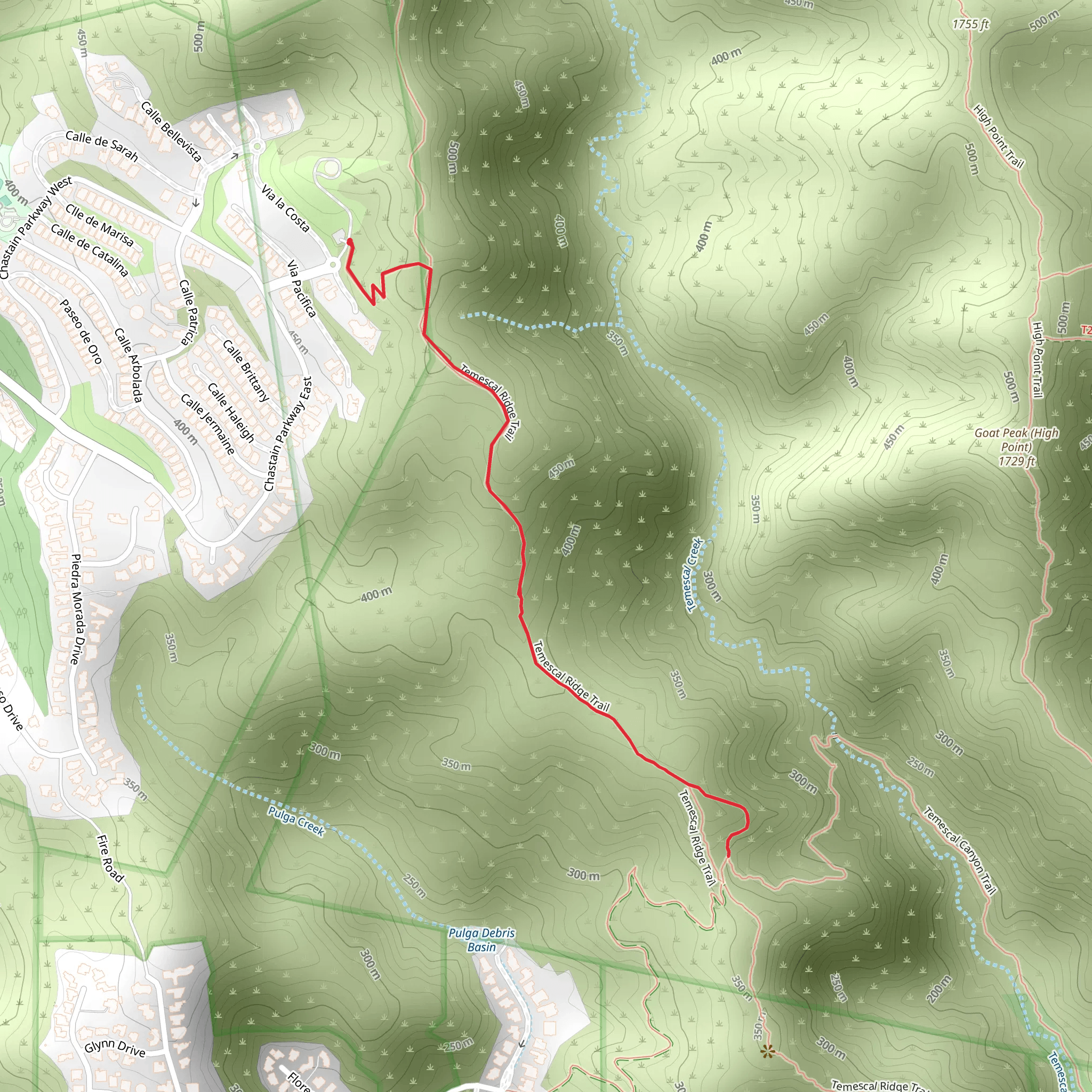 Temescal Ridge Trail via Split Rock Fire Road mobile static map
