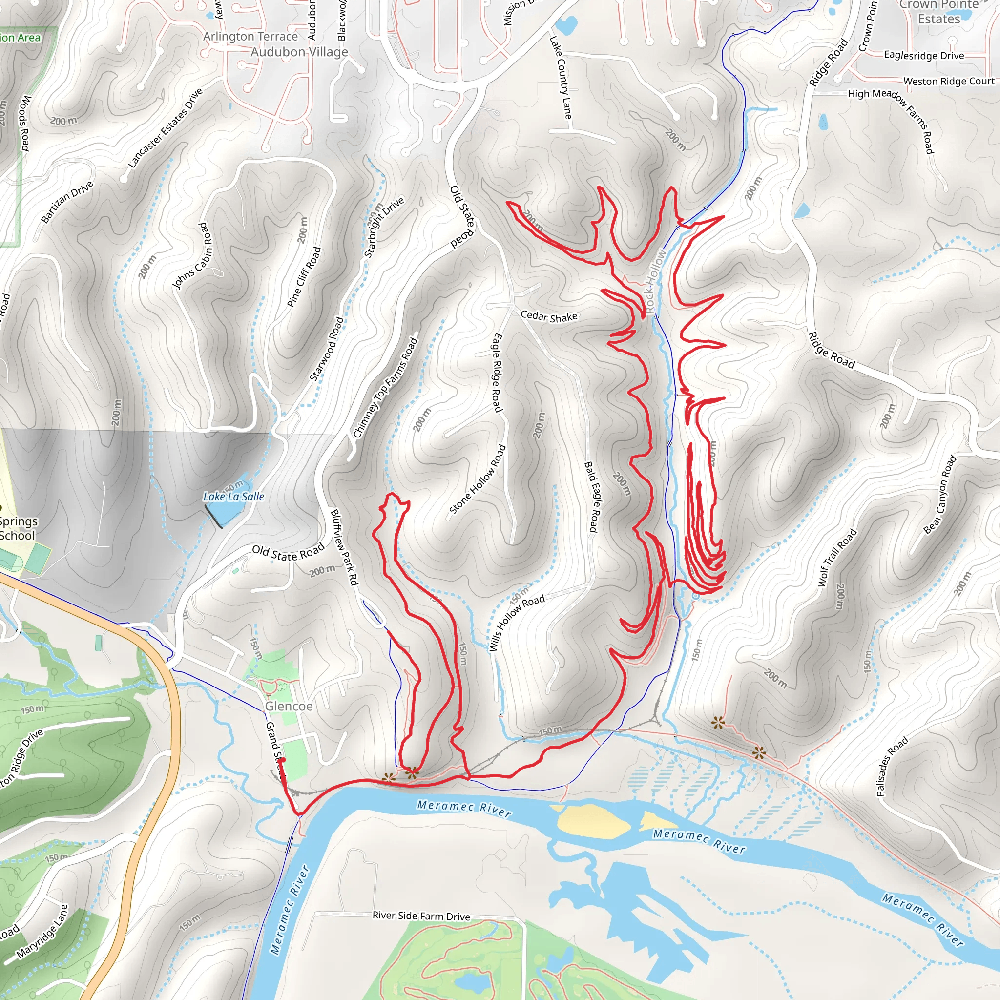 Rock Hollow Greenway, Bluff View Trail and Zombie Trail mobile static map