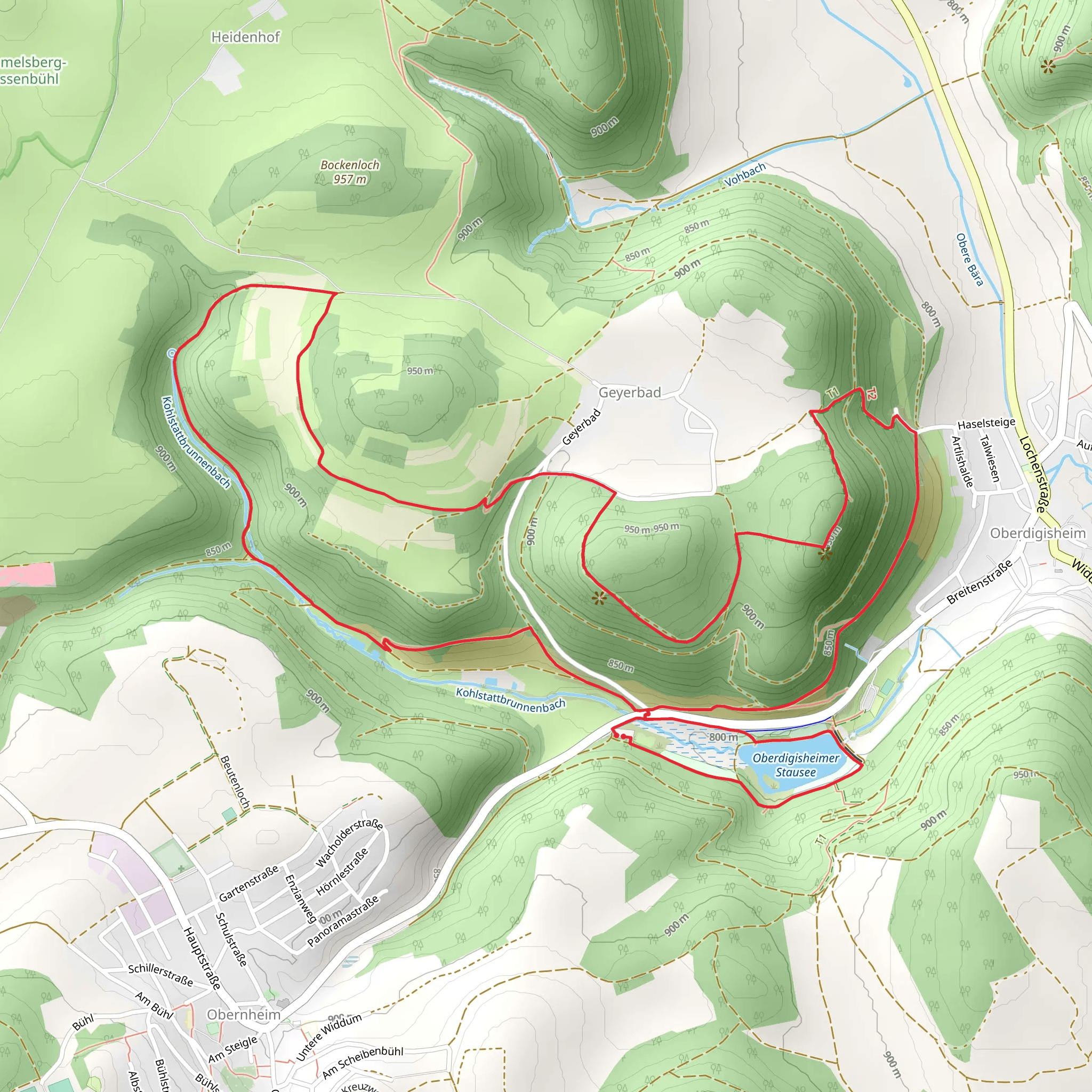 Oberdigisheimer Stausee, Oberdigisheim and Sommerhalde Loop mobile static map
