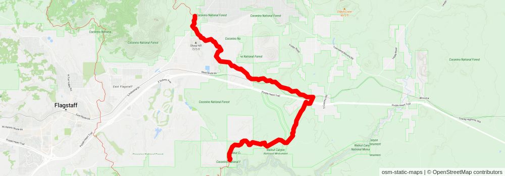 Southwestern Horseshoe Trail stage 68 Map
