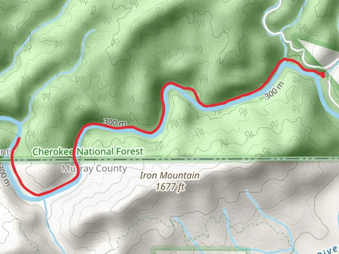 An image depicting the trail Conasauga River Walk and its surrounding area.