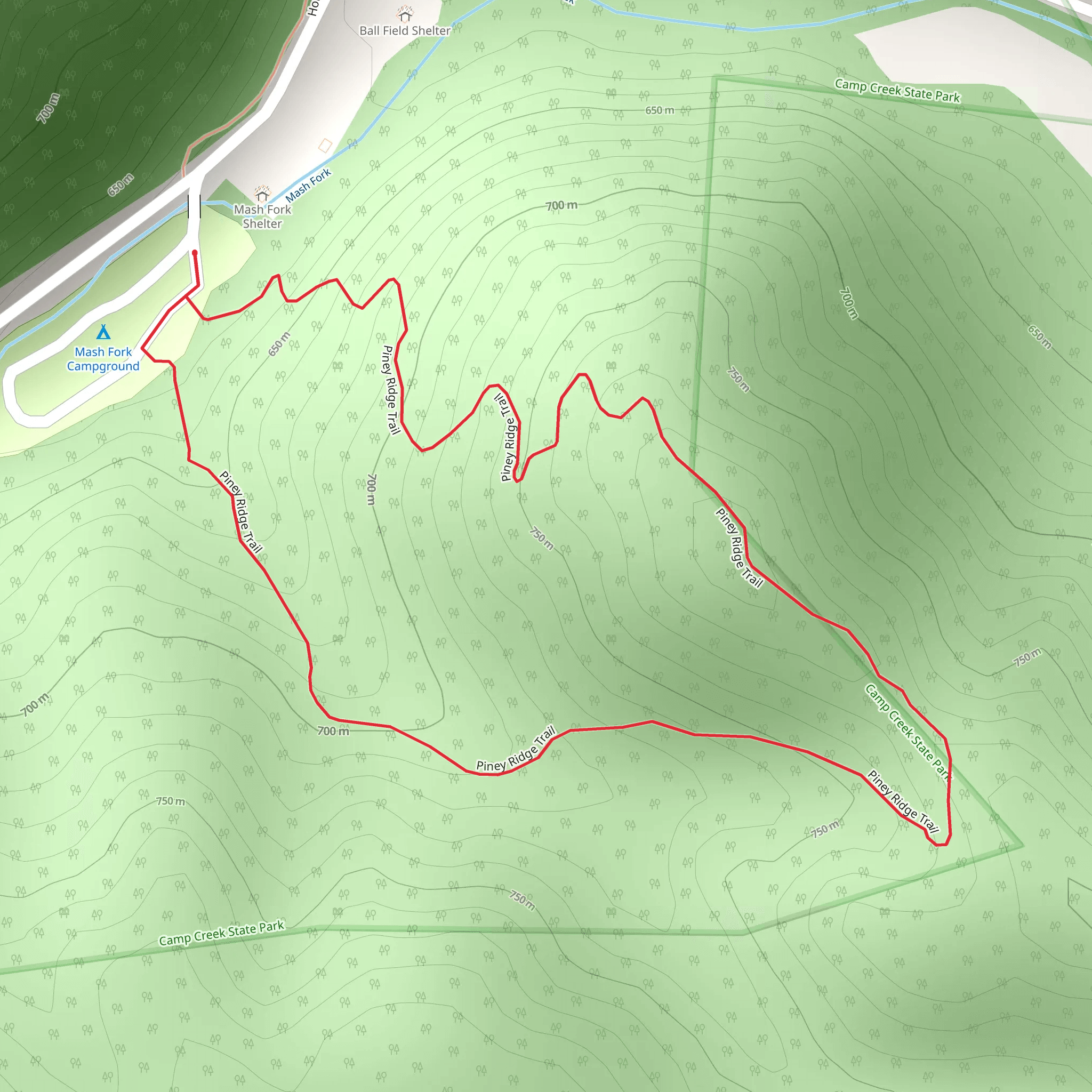 Piney Ridge Loop Trail mobile static map
