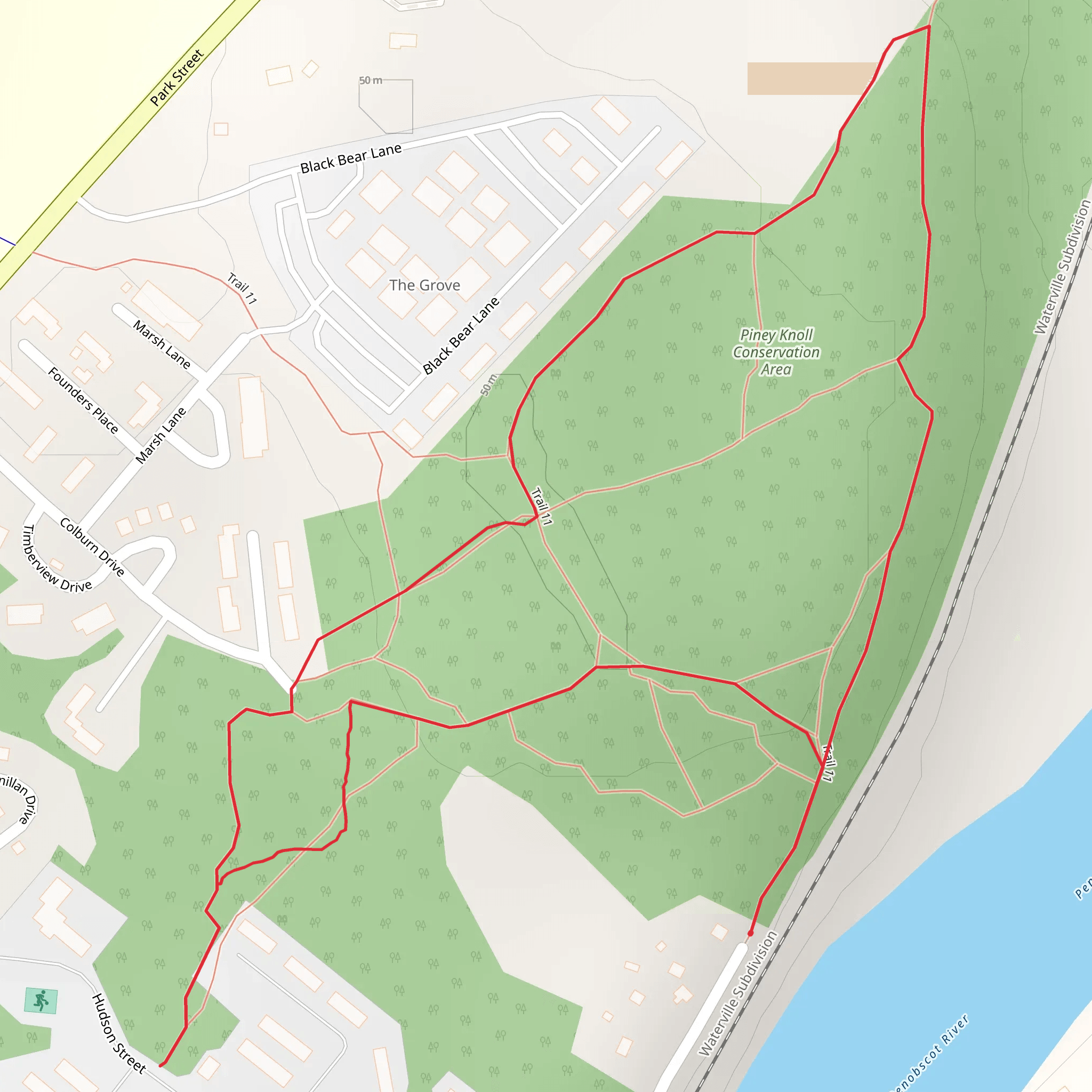 Orono Land Trust Piney Knoll Trail Loop mobile static map