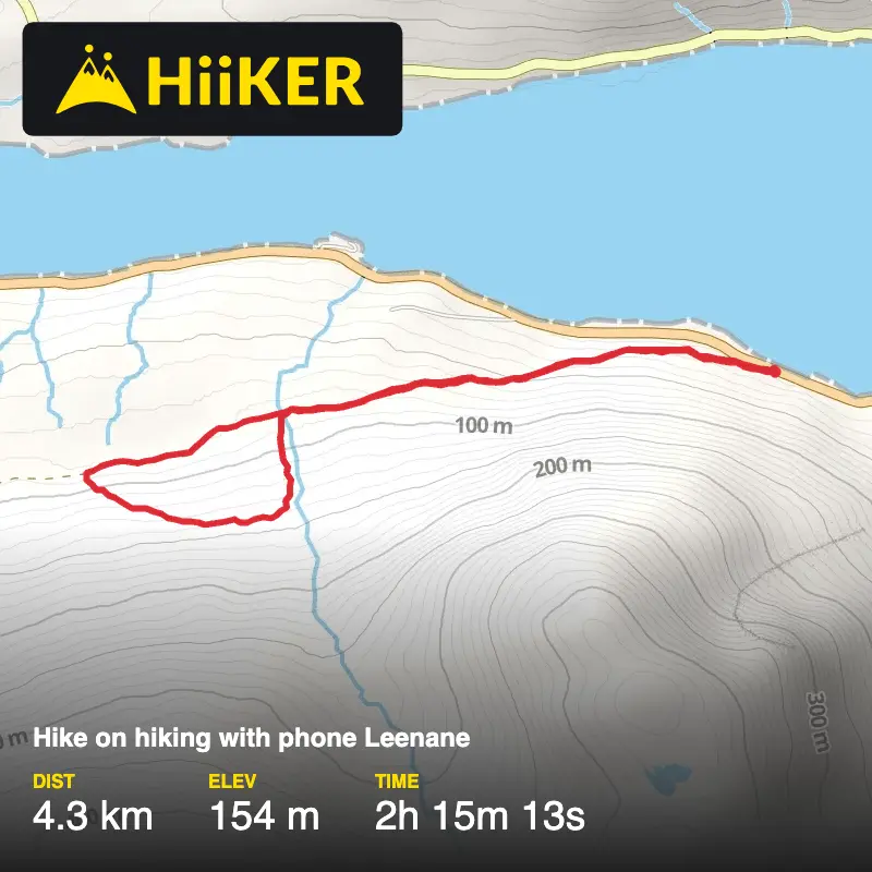A map preview of the recording Hike on hiking with phone Leenane.