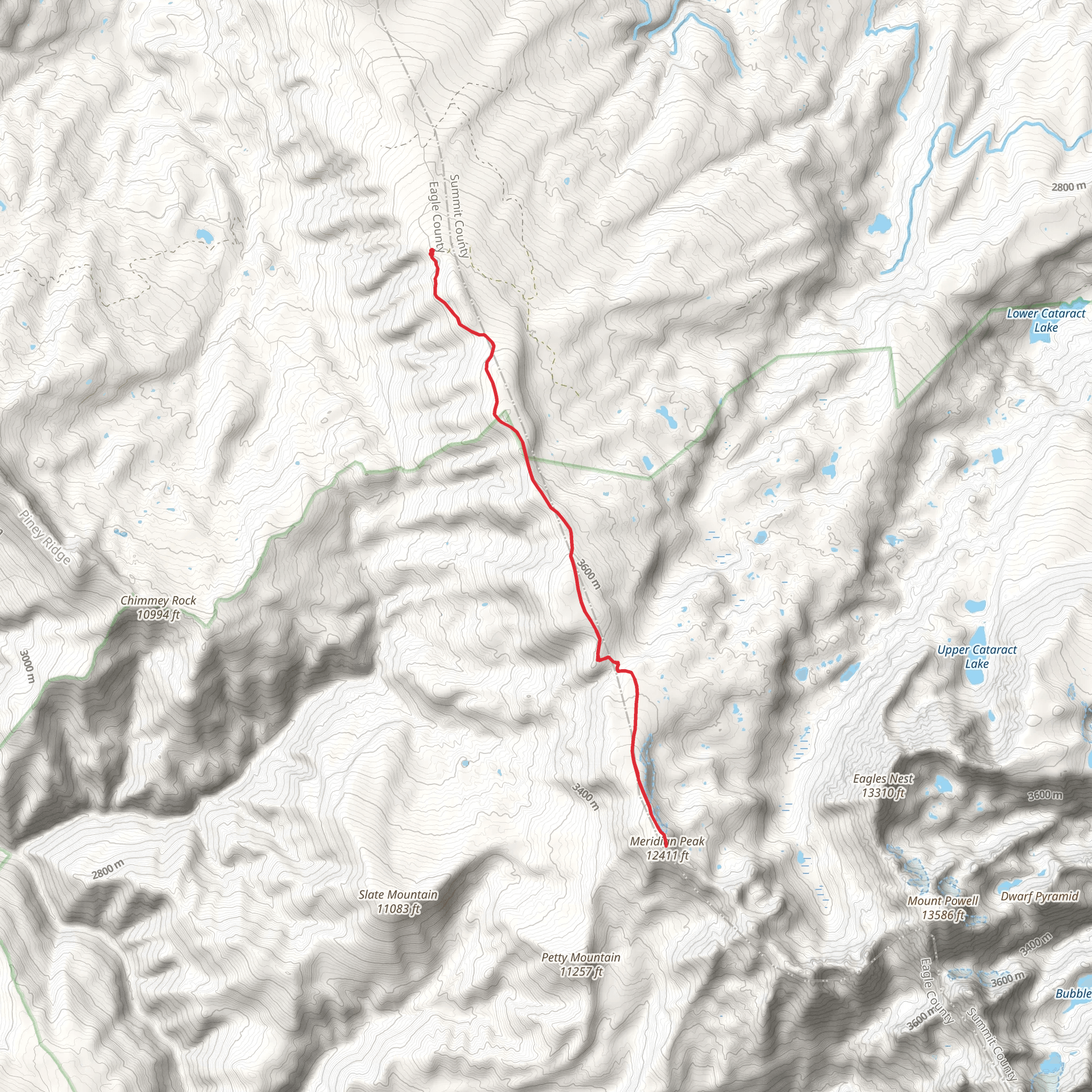 Meridian Peak via Elliott's Ridge mobile static map