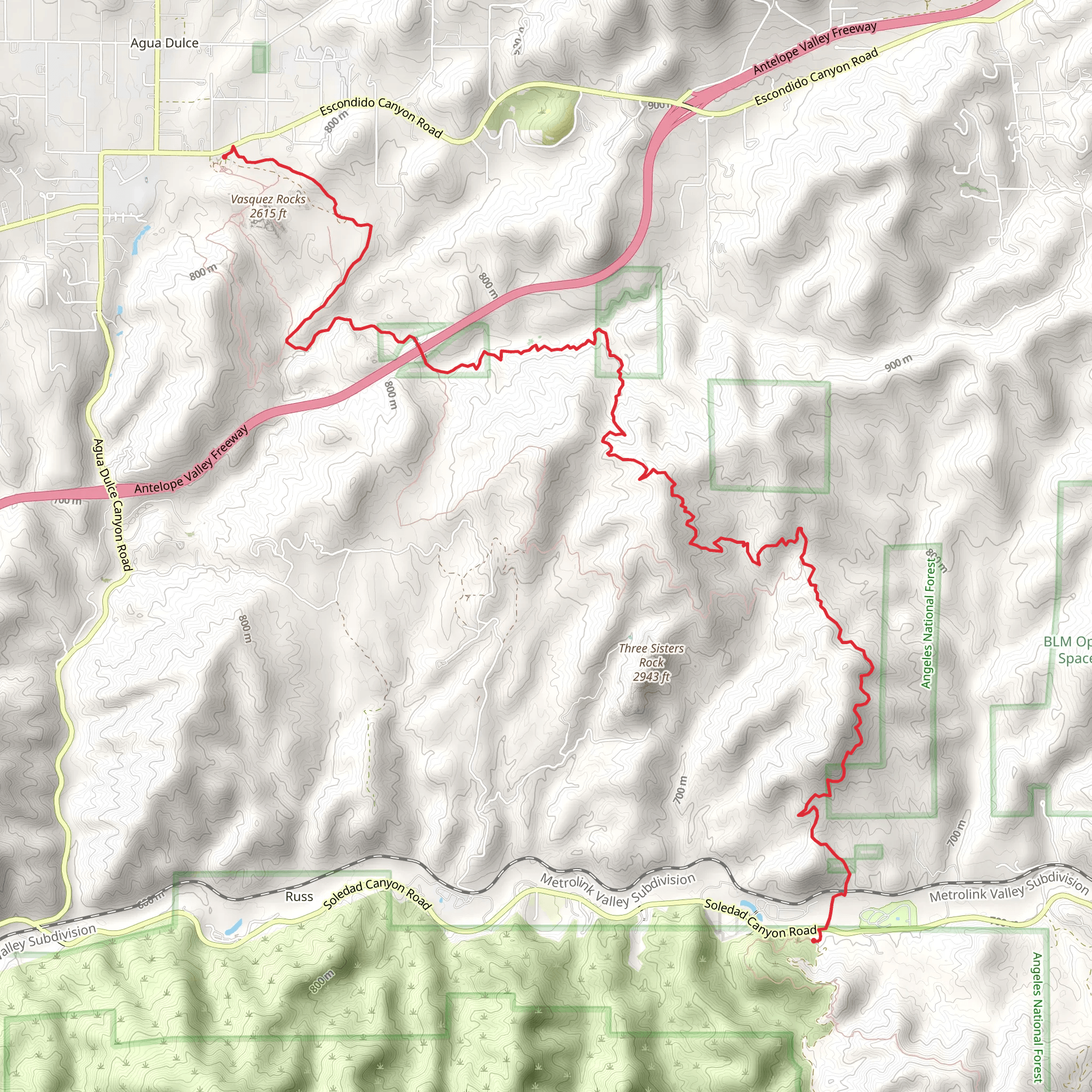 Indian Canyon to Vasquez via Pacific Crest Trail mobile static map