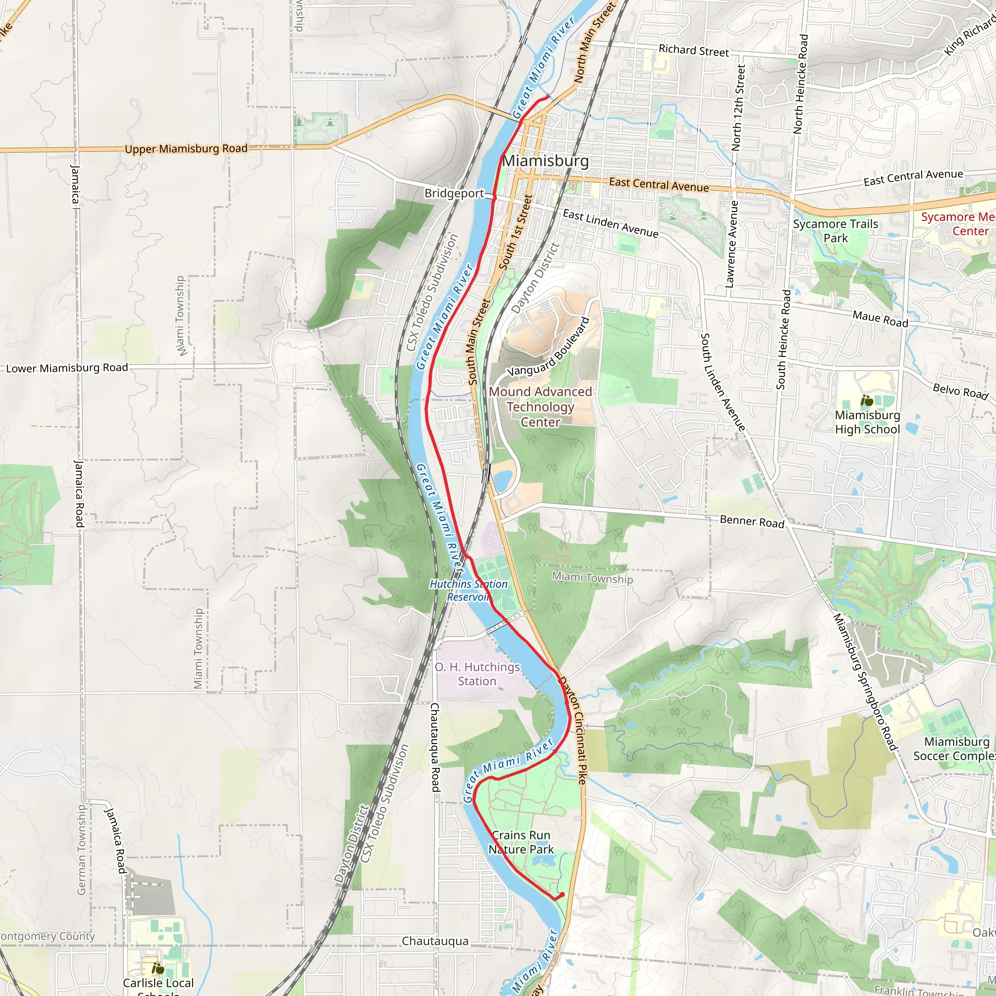 Great Miami River Recreation Trail - Crains Run Nature Park mobile static map