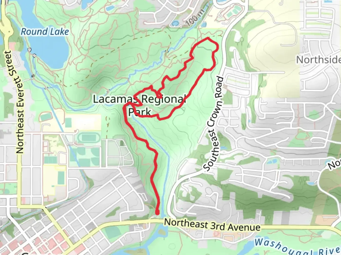 An image depicting the trail Oly 2 and Red Tape Loop and its surrounding area.