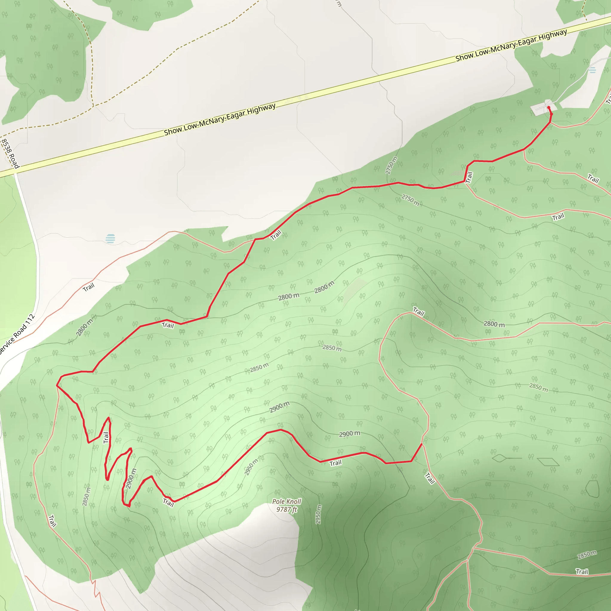 View Point Trail via Pole Knoll Trail mobile static map