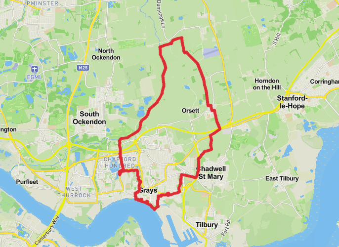 Grays Thurrock loop mobile static map