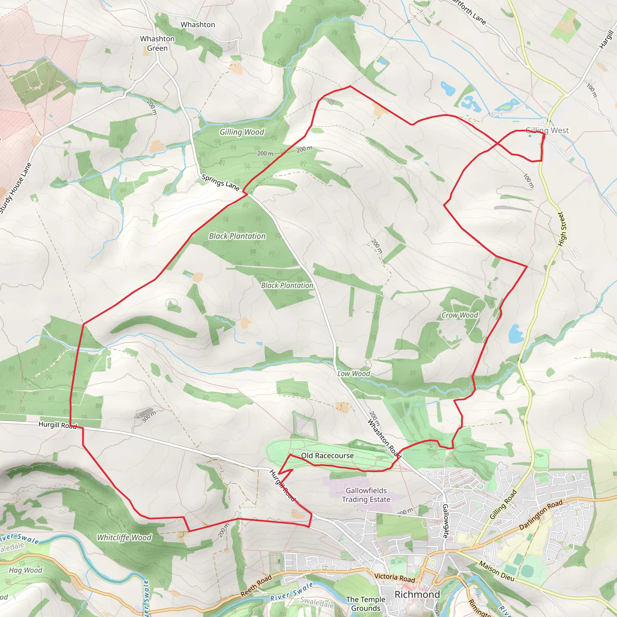 Beacon Plantation and Low Moor Loop mobile static map