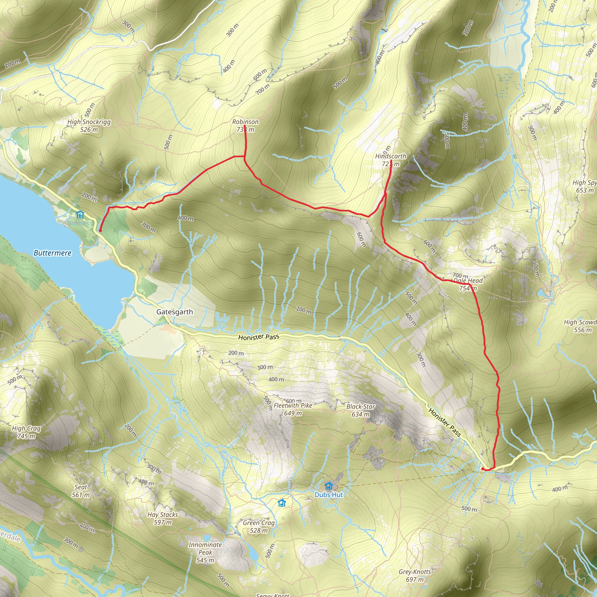 Dale Head, Hindscarth and Robinson Peak Walk mobile static map