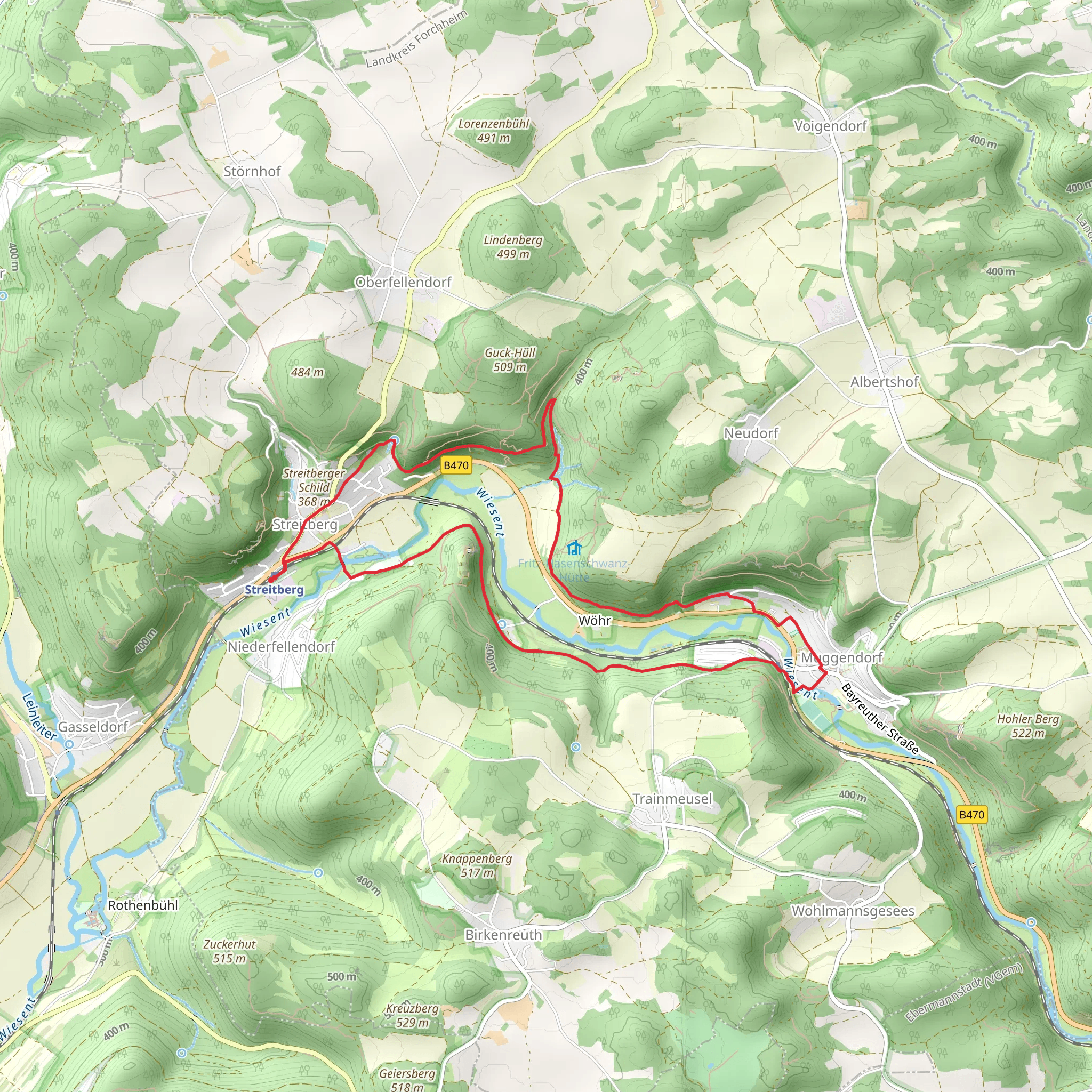 Wiesent via Leo Jonst Weg and Oberjaegermarter mobile static map