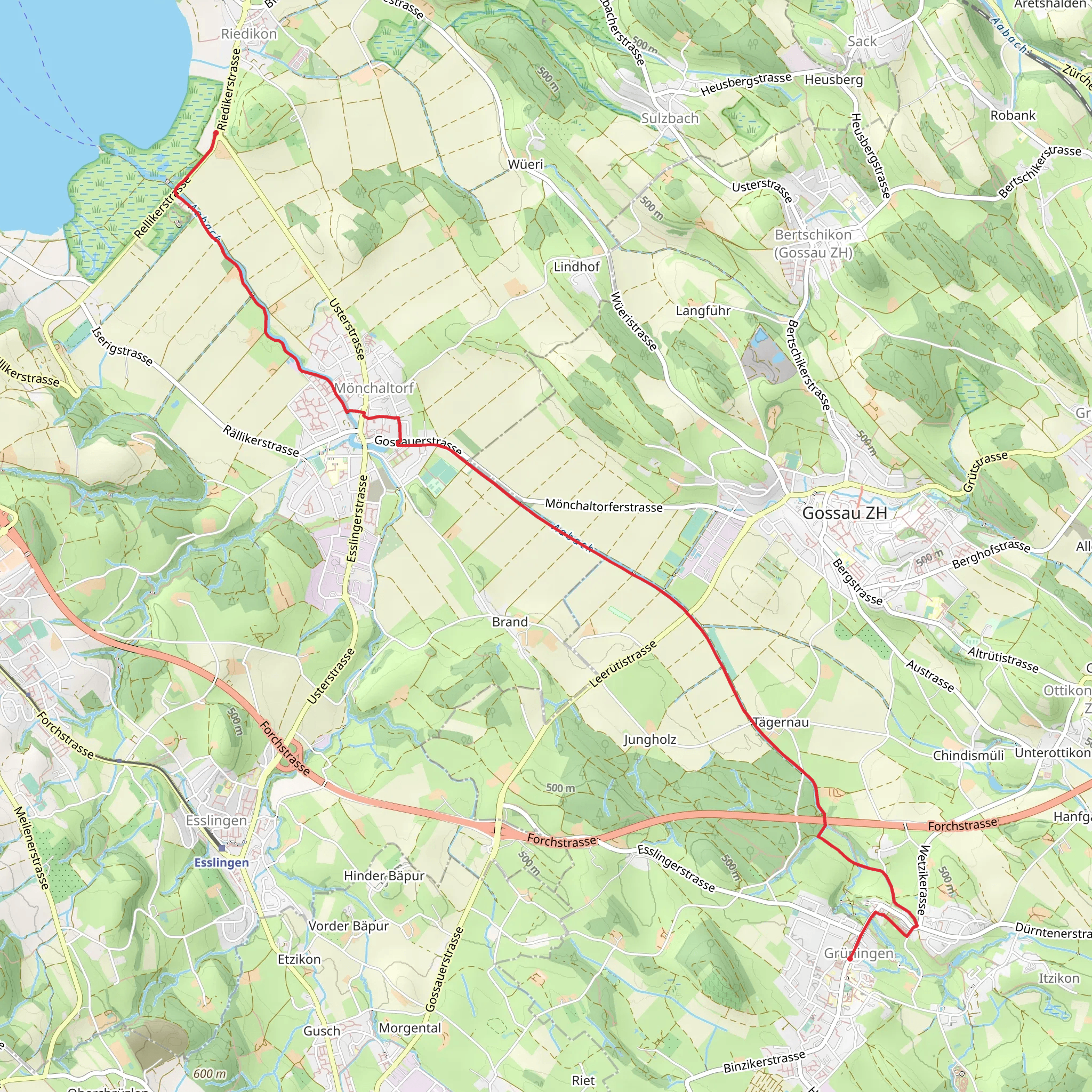 Grüningen - Greifensee Trail mobile static map