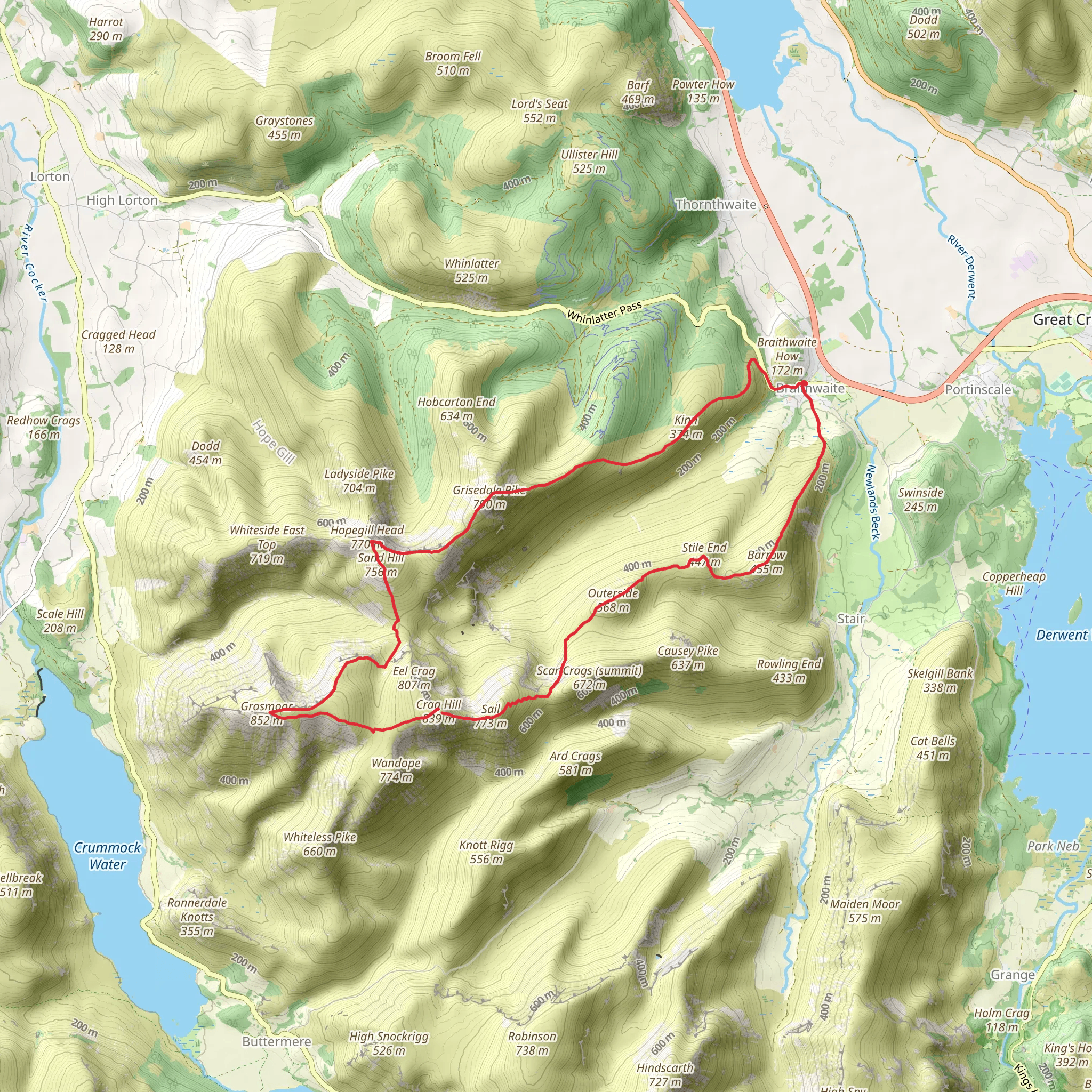 The Coledale Round mobile static map