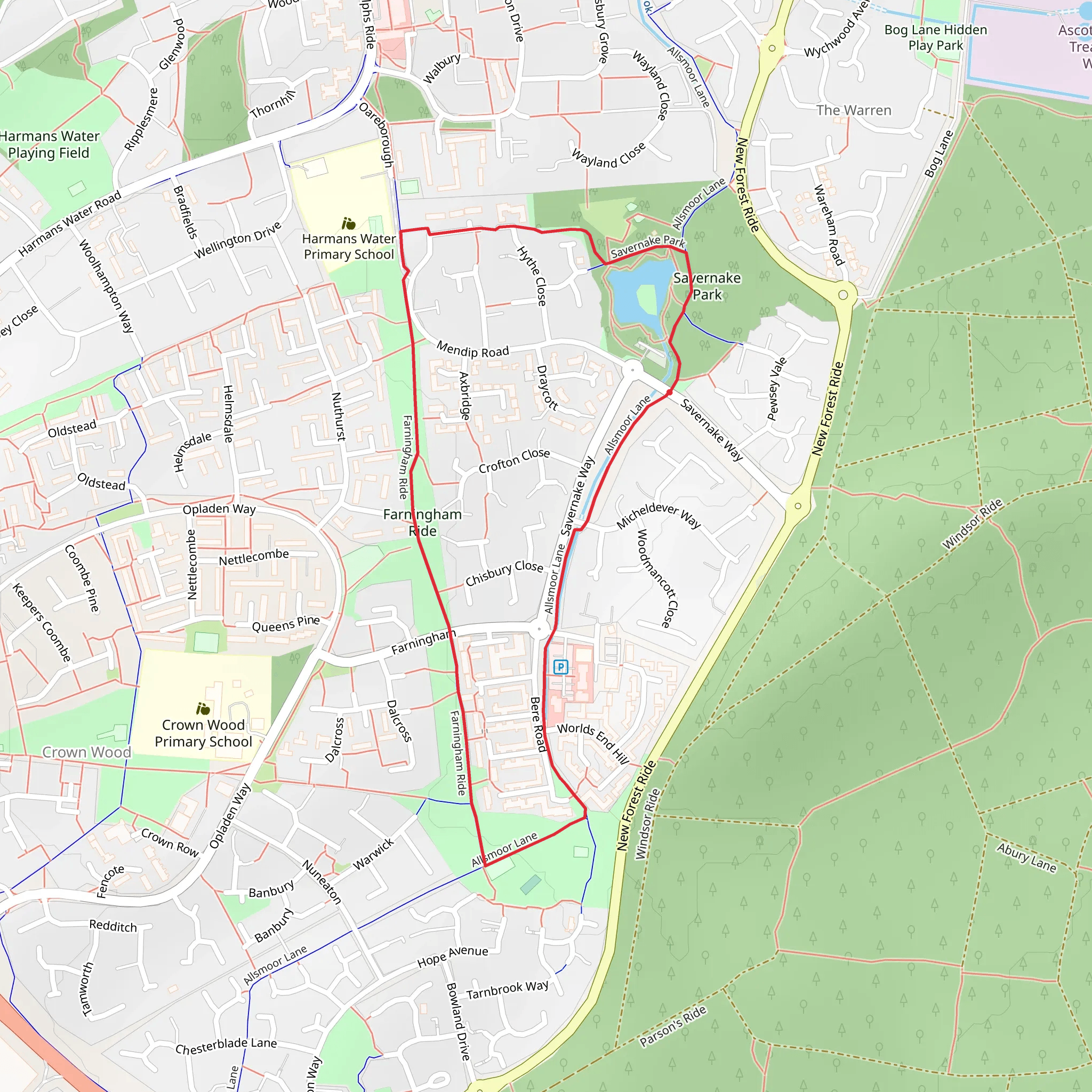 Savernake Park Loop mobile static map