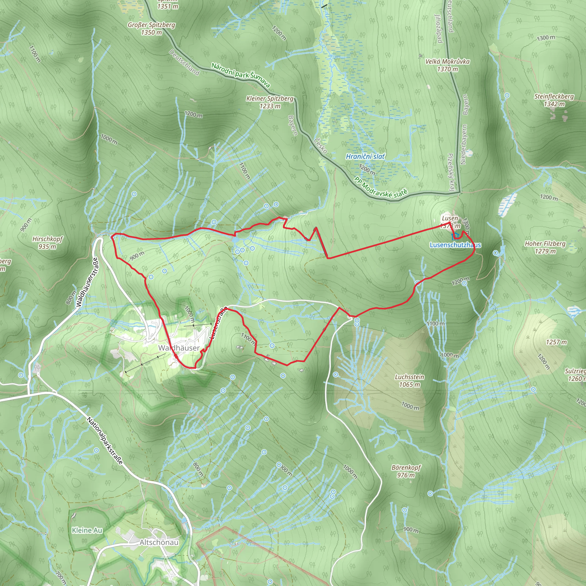 Martinsklause and Lusen via Ranne and Luchs mobile static map