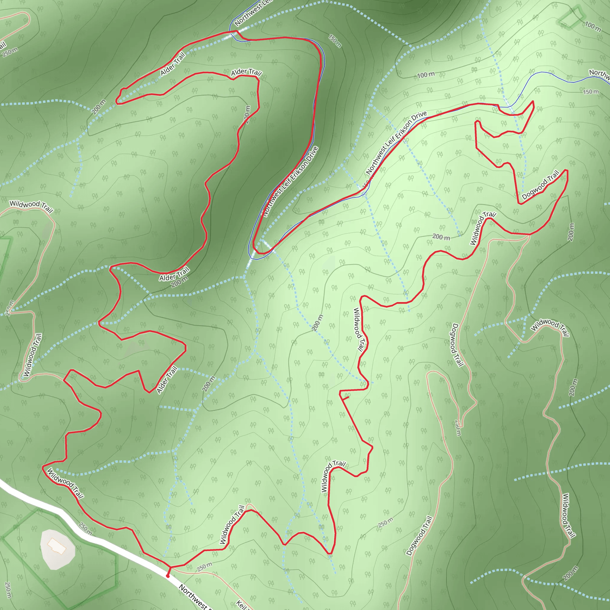 Northwest Leif Erikson Drive - Alder - Wildwood Loop Trail mobile static map