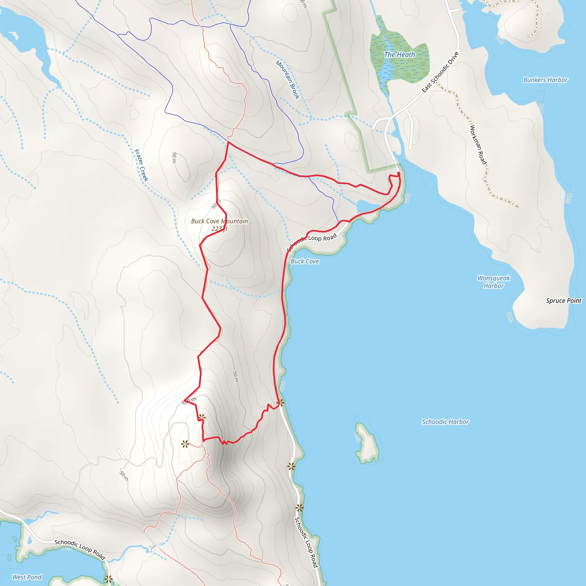 Schoodic Head and Buck Cove Mountain Loop mobile static map