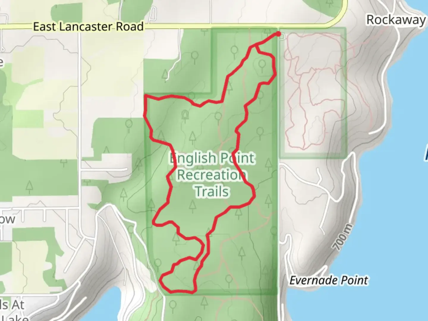An image depicting the trail English Point - NRT and its surrounding area.