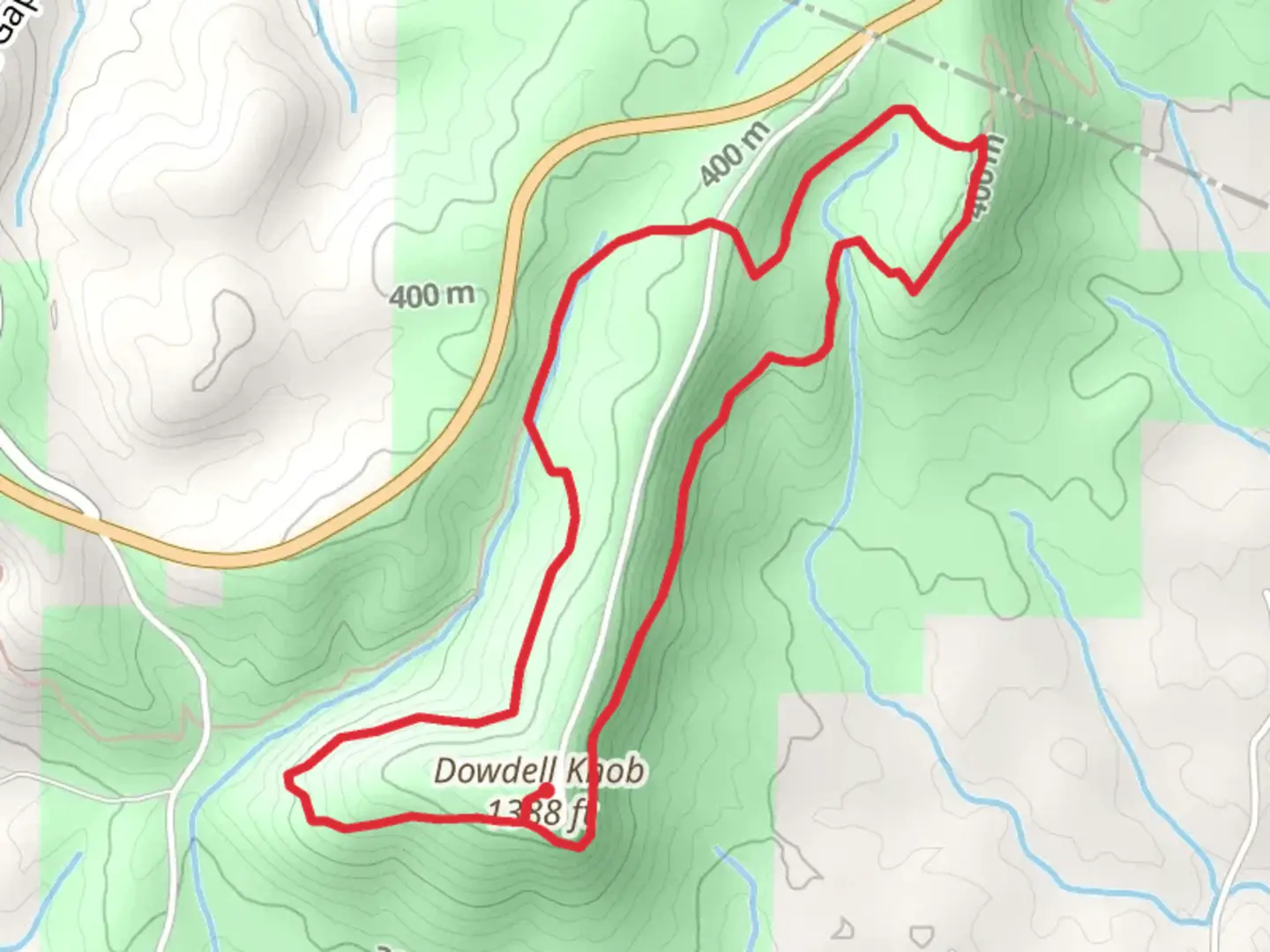 An image depicting the trail Dowdell Knob and Pine Mountain Loop Trail and its surrounding area.