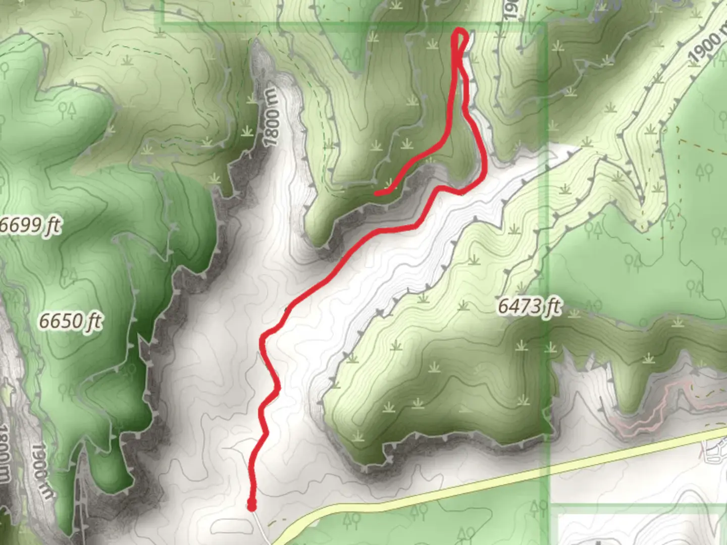 An image depicting the trail East Rim Trail and Cave canyon and its surrounding area.