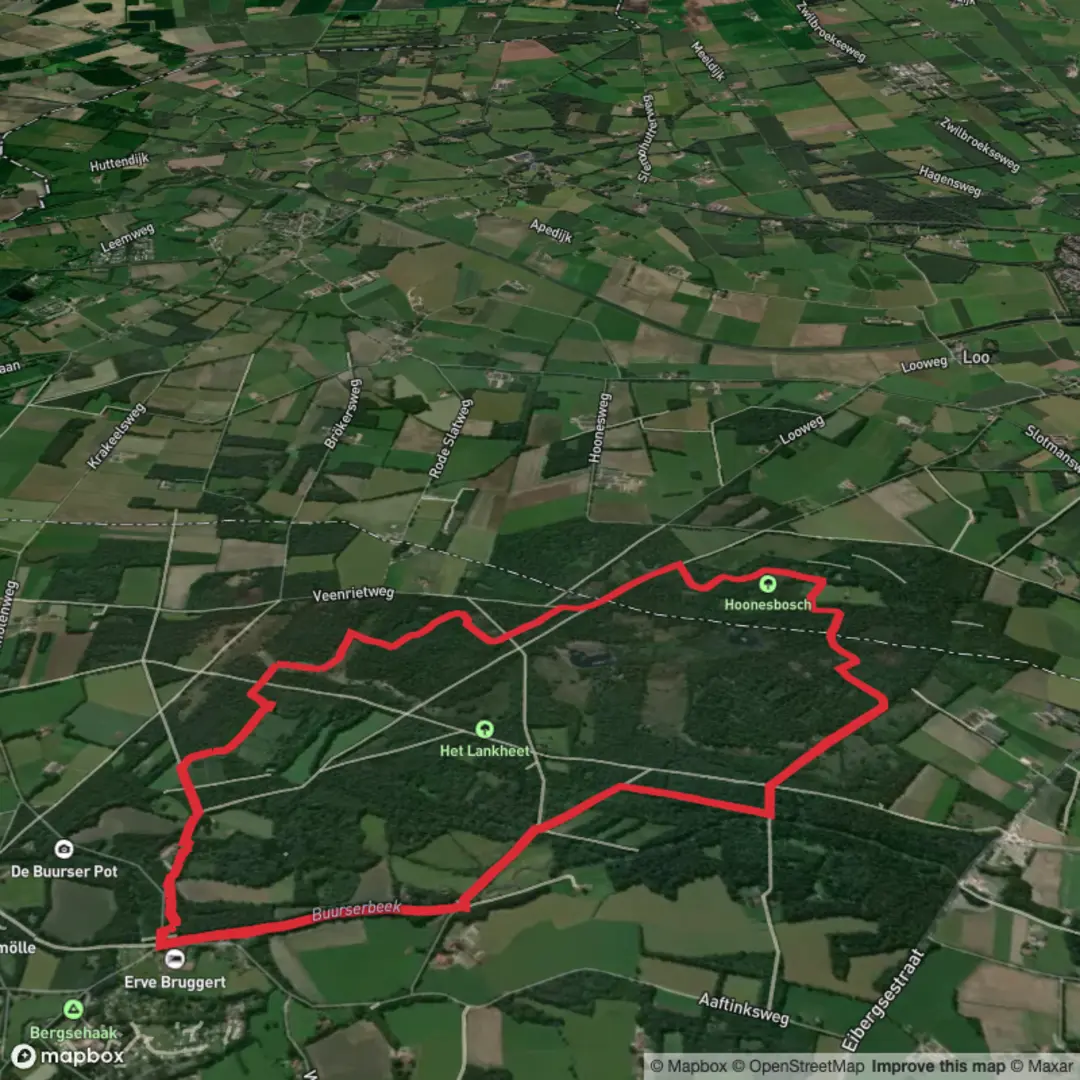 An image depicting the trail Het Lakheet and Hoonesbosch Loop and its surrounding area.