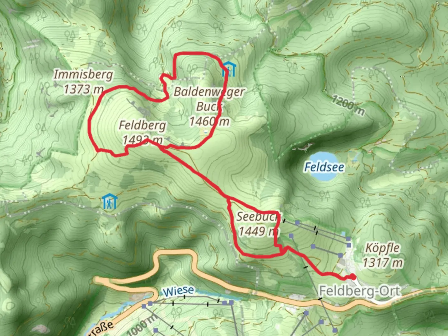 An image depicting the trail Bismarck-Denkmal and Rinken Loop and its surrounding area.