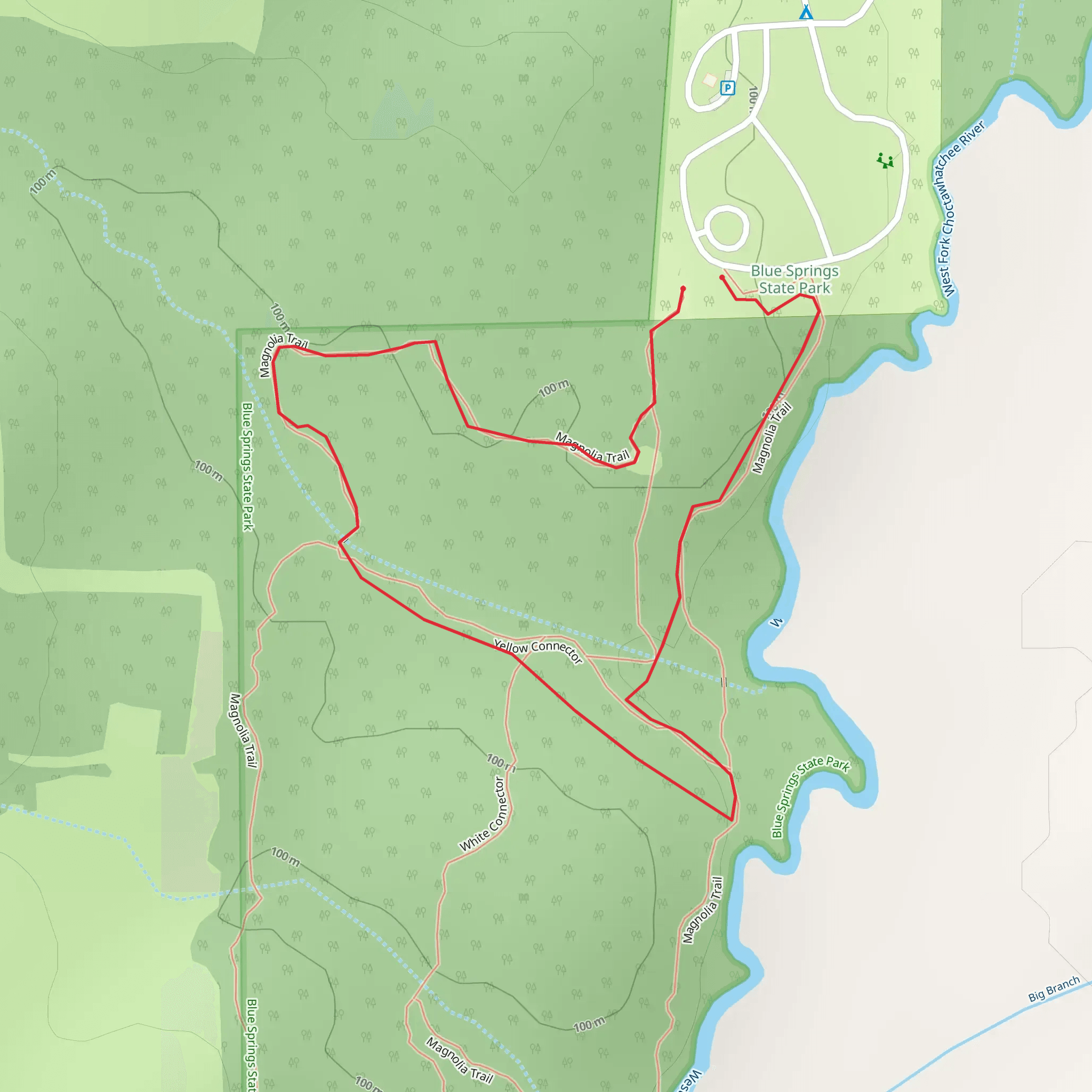 Lagnolia Trail and Yeloow Connector Loop mobile static map