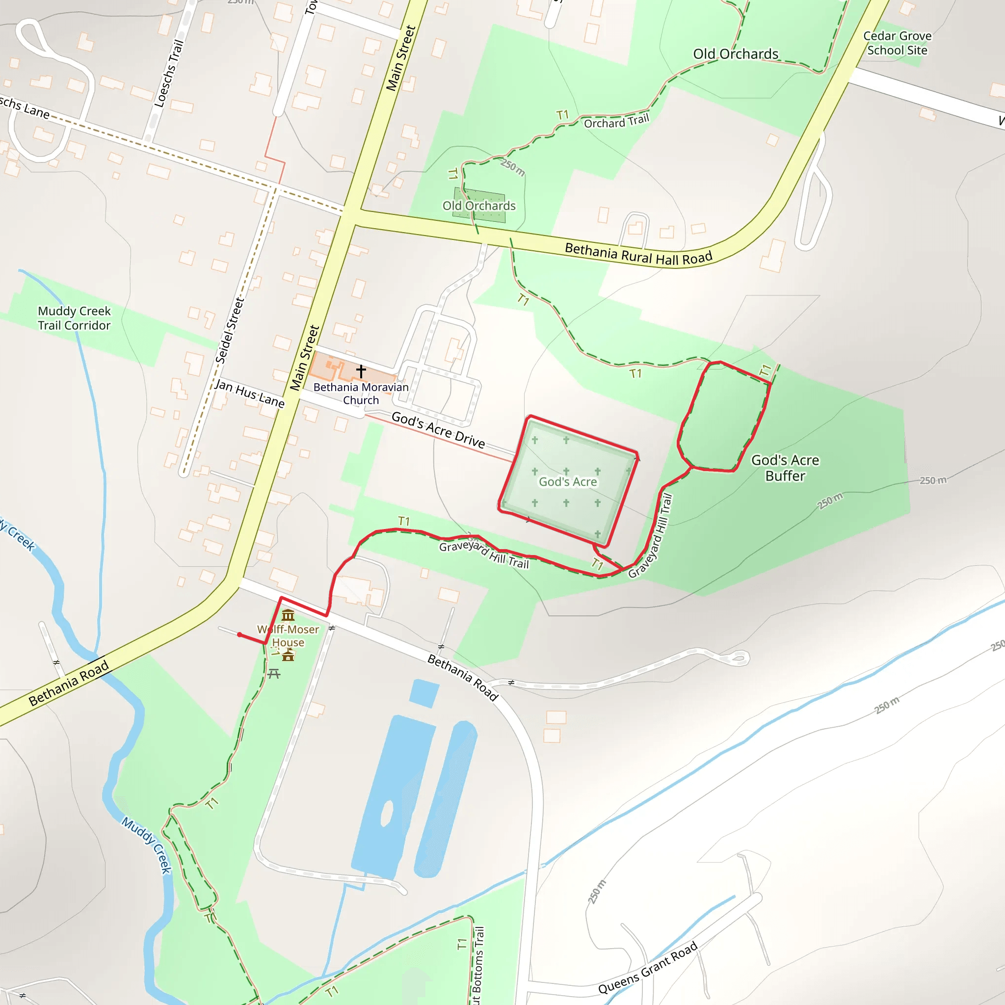 God's Acre and Upland Field Loop Trail mobile static map