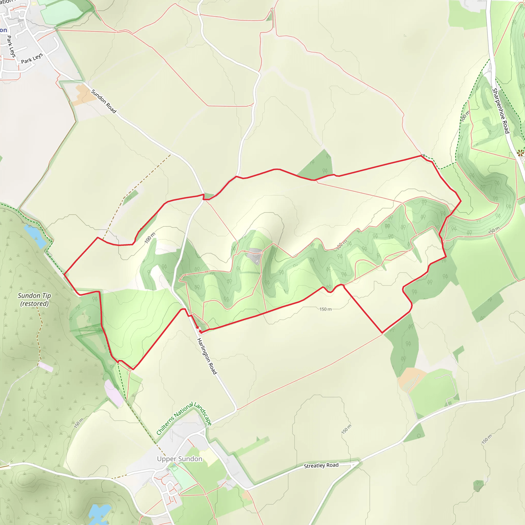 Sundon Hills Country Park Loop mobile static map