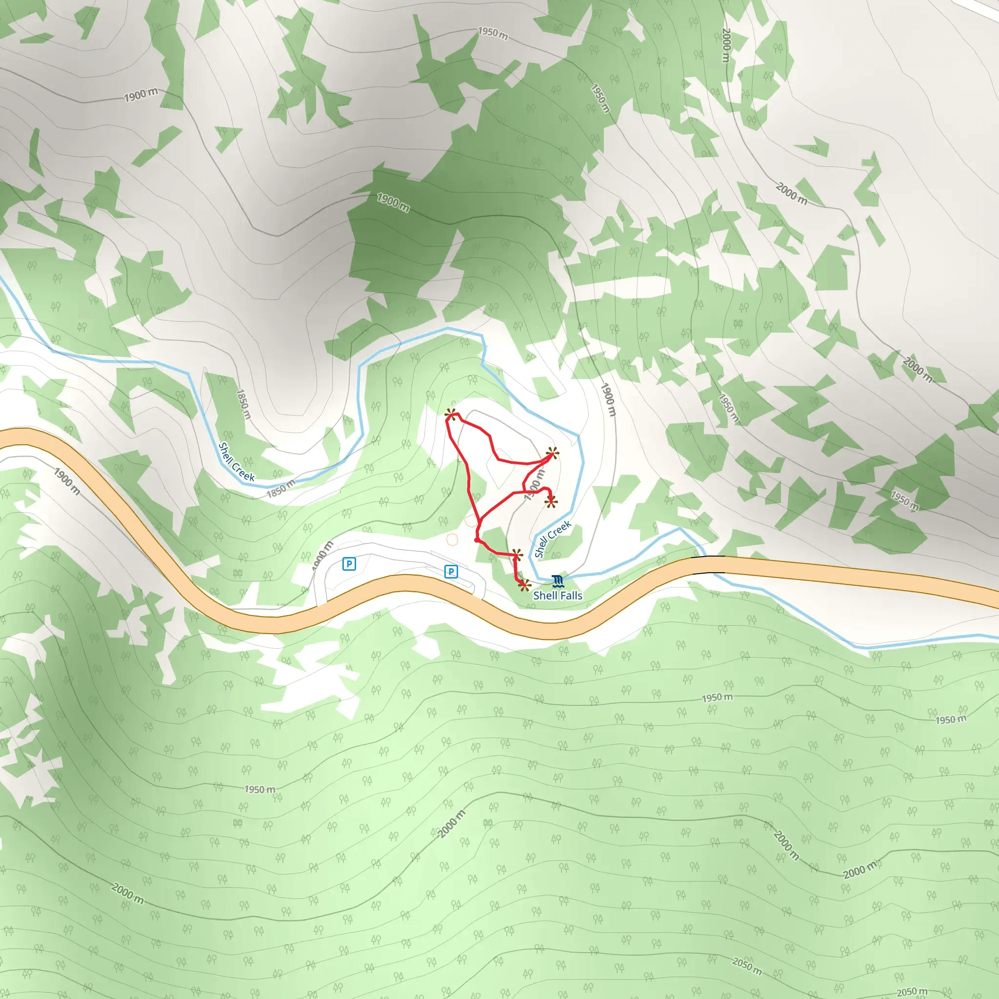 Shell Falls - Shell Creek Loop mobile static map